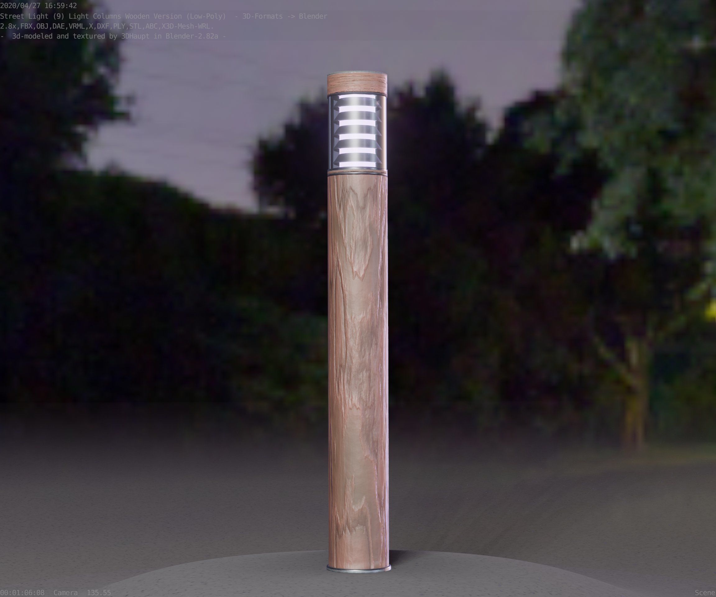 Light Column made of wood 16 - Low-Poly Street-Light Set-9 Low-poly 3D model_92