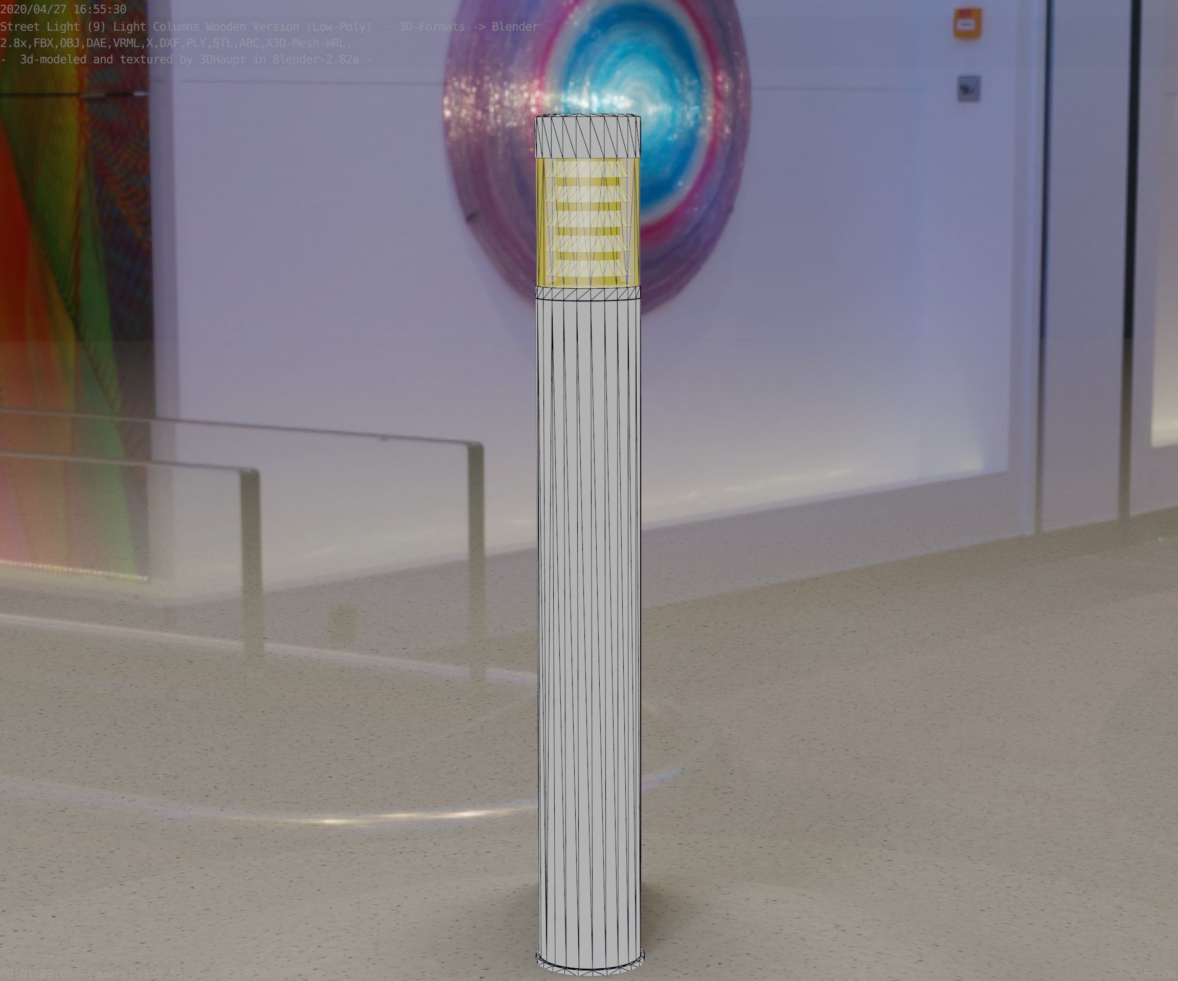 Light Column made of wood 16 - Low-Poly Street-Light Set-9 Low-poly 3D model_18