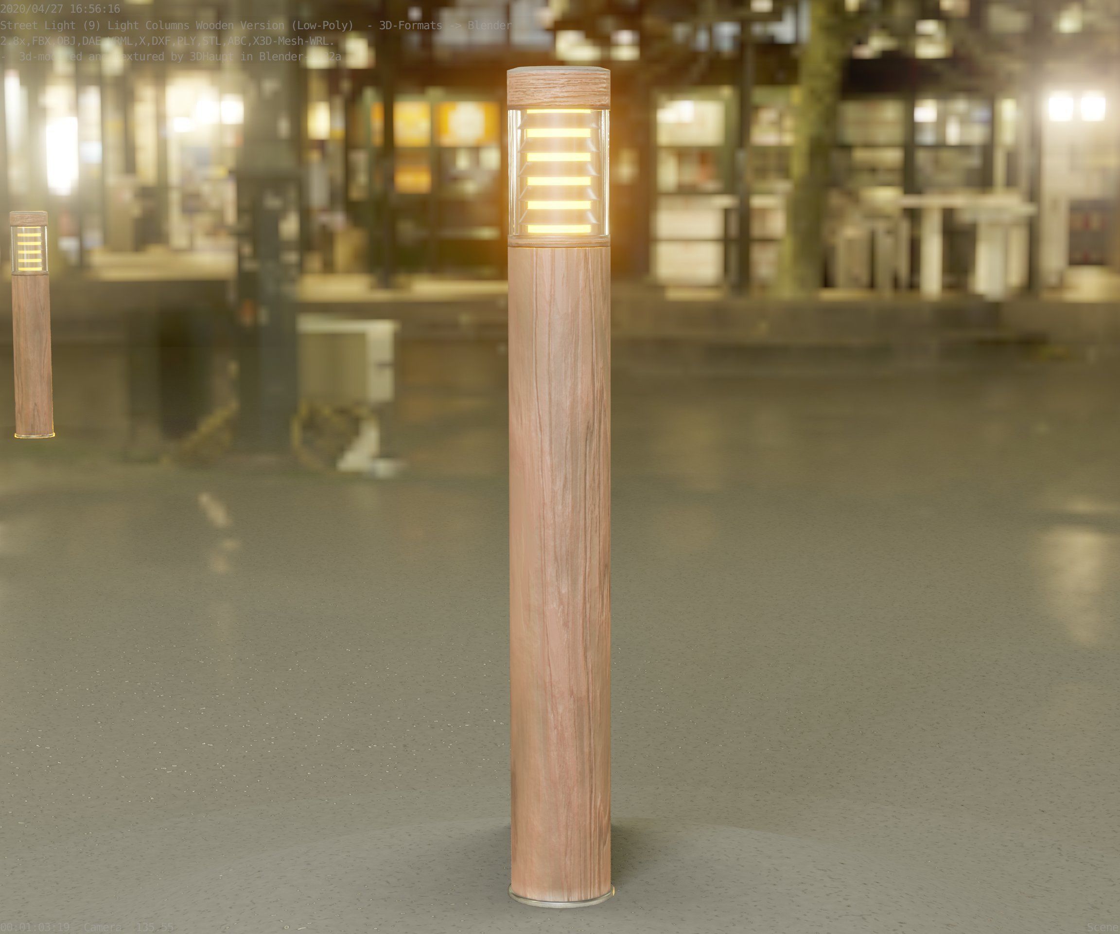Light Column made of wood 16 - Low-Poly Street-Light Set-9 Low-poly 3D model_31