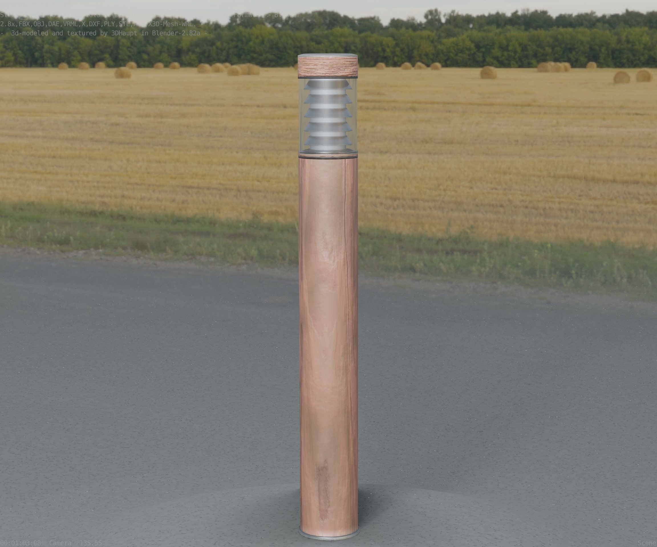 Light Column made of wood 16 - Low-Poly Street-Light Set-9 Low-poly 3D model_20
