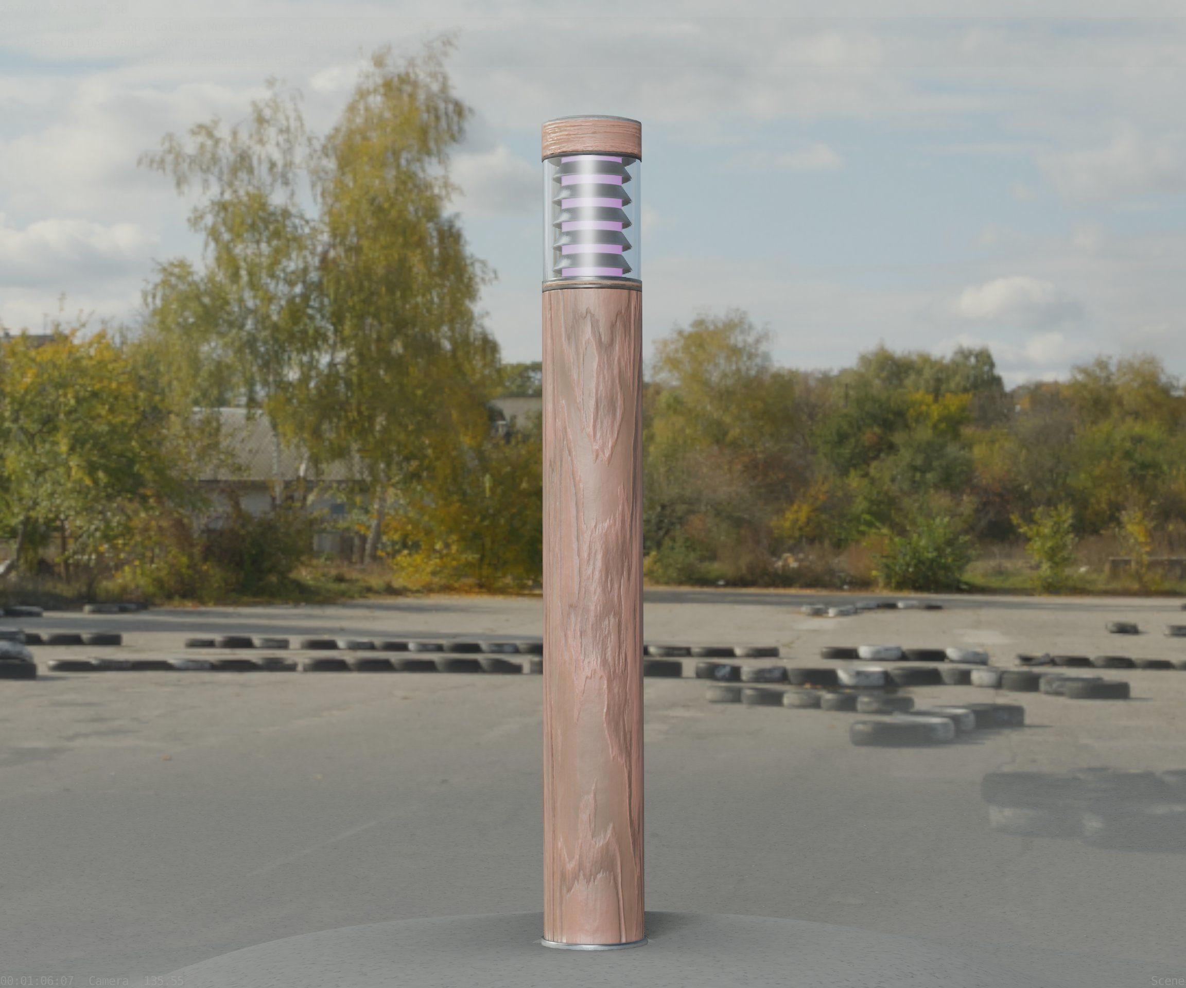 Light Column made of wood 16 - Low-Poly Street-Light Set-9 Low-poly 3D model_91