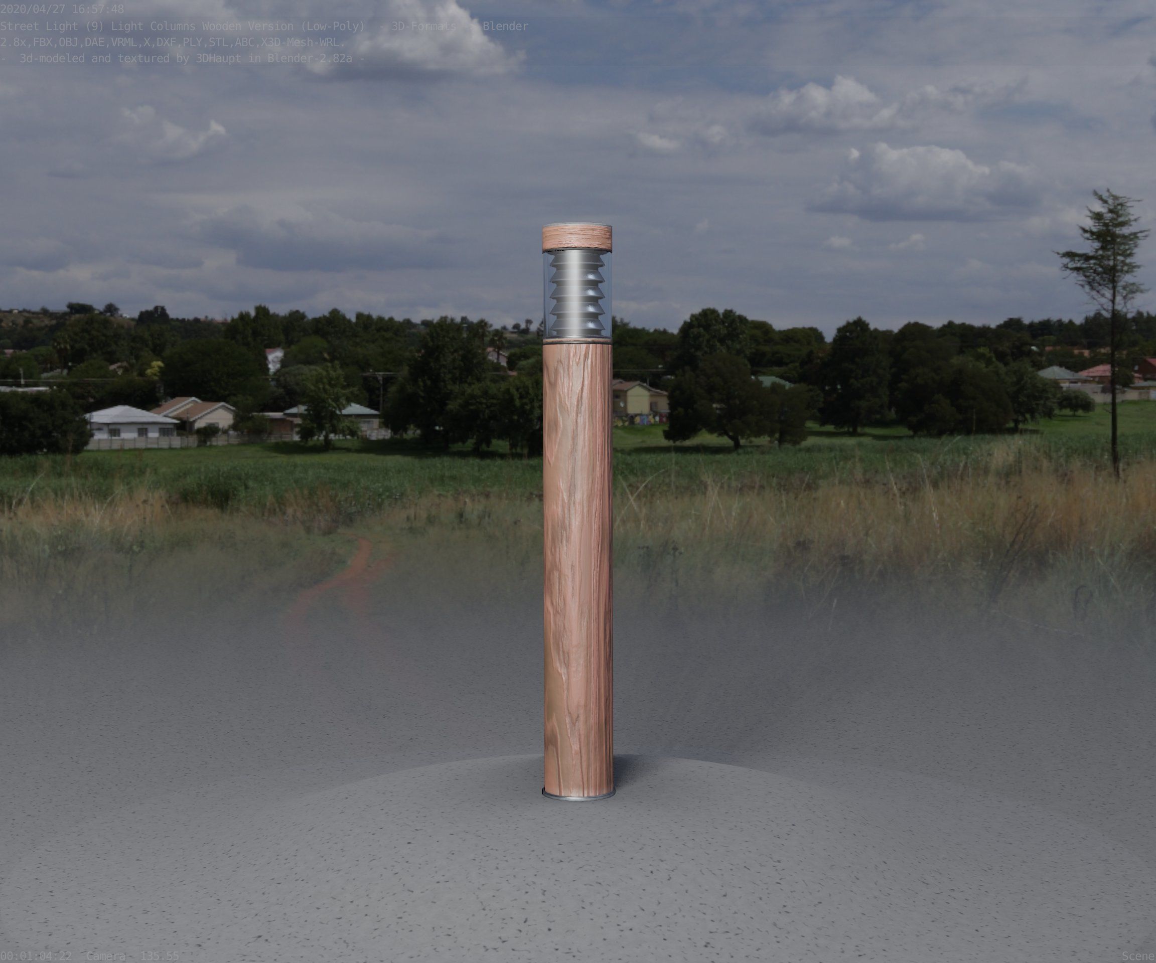 Light Column made of wood 16 - Low-Poly Street-Light Set-9 Low-poly 3D model_58