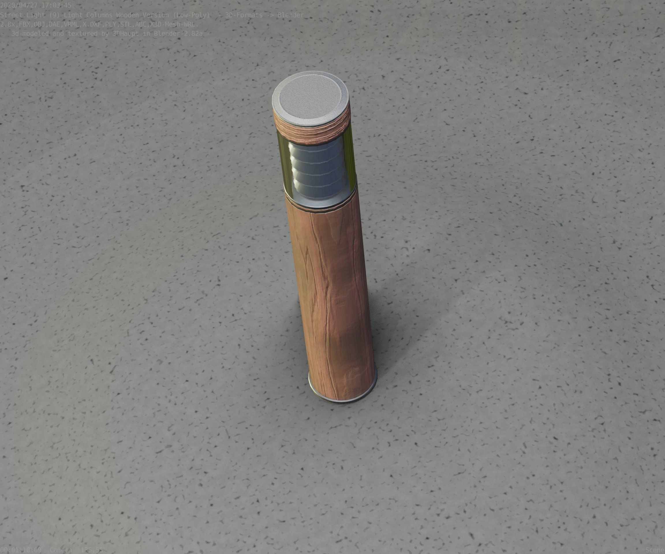 Street-Light Set-9 - Low-Poly Wood Light-Column 17 Low-poly 3D model_89