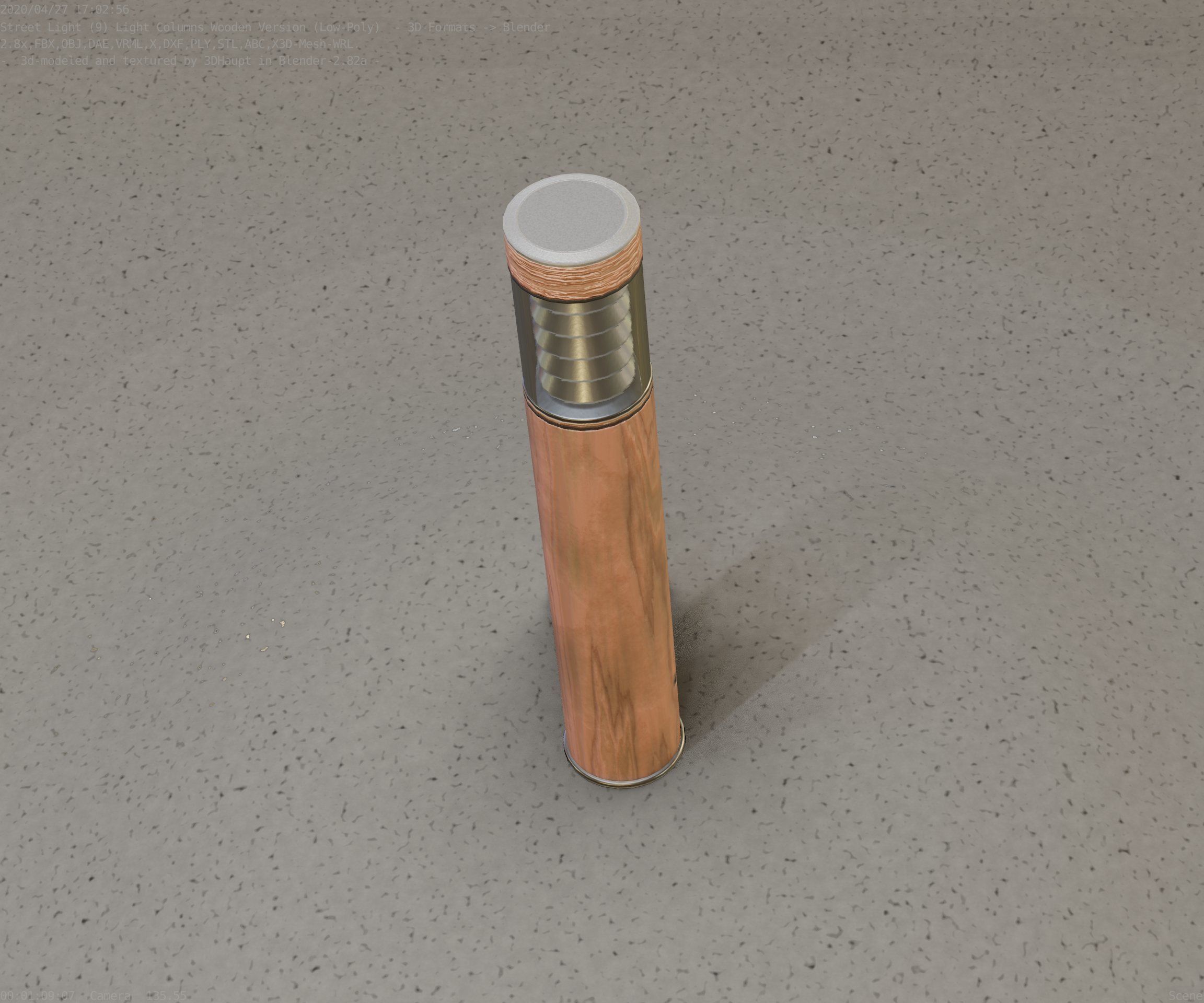 Street-Light Set-9 - Low-Poly Wood Light-Column 17 Low-poly 3D model_63