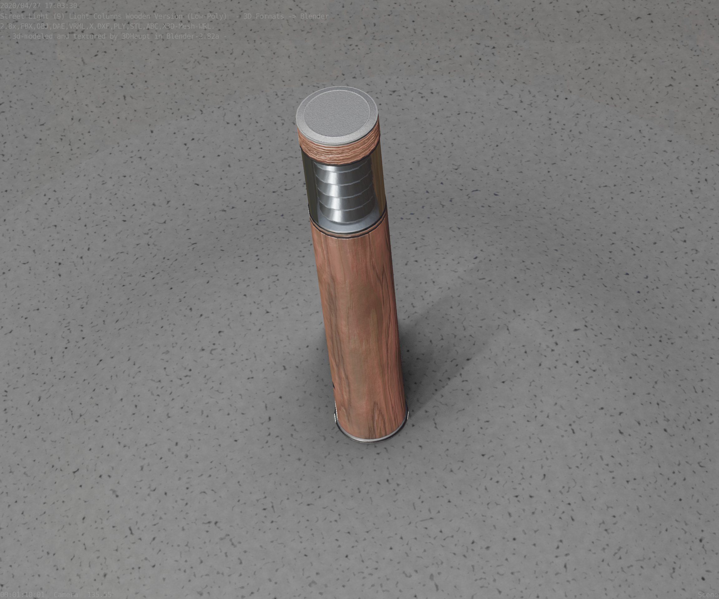 Street-Light Set-9 - Low-Poly Wood Light-Column 17 Low-poly 3D model_81