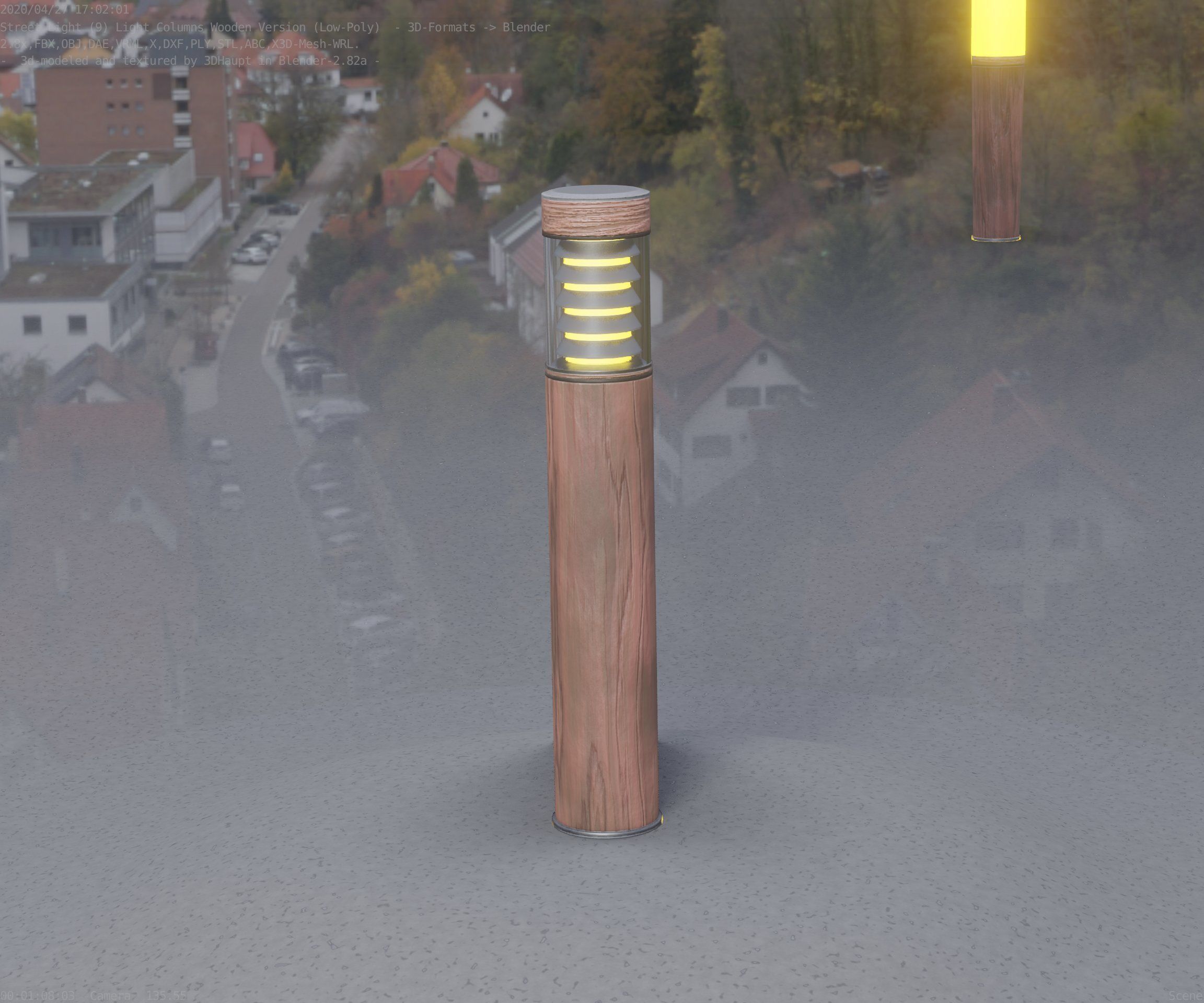 Street-Light Set-9 - Low-Poly Wood Light-Column 17 Low-poly 3D model_35
