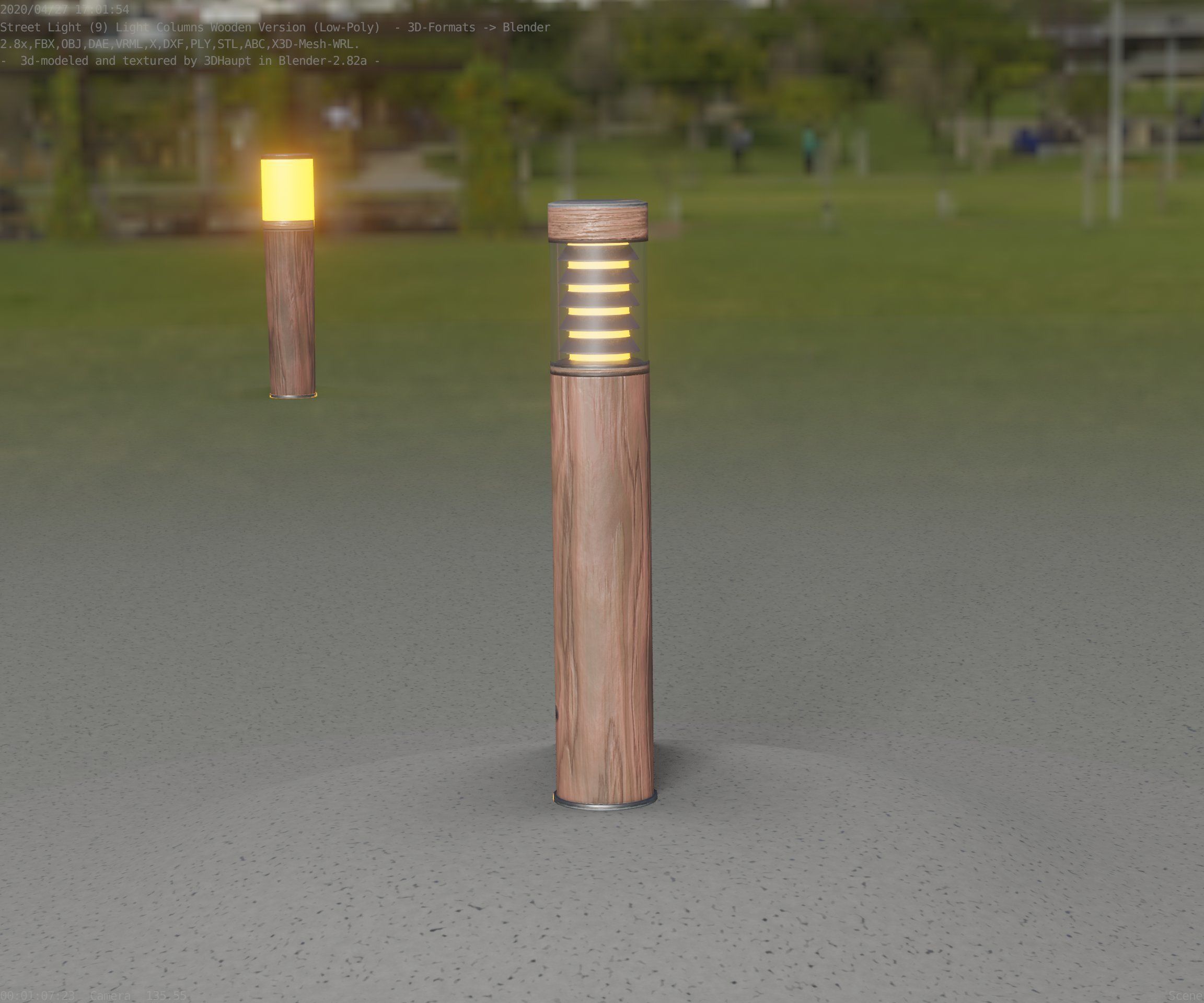 Street-Light Set-9 - Low-Poly Wood Light-Column 17 Low-poly 3D model_31