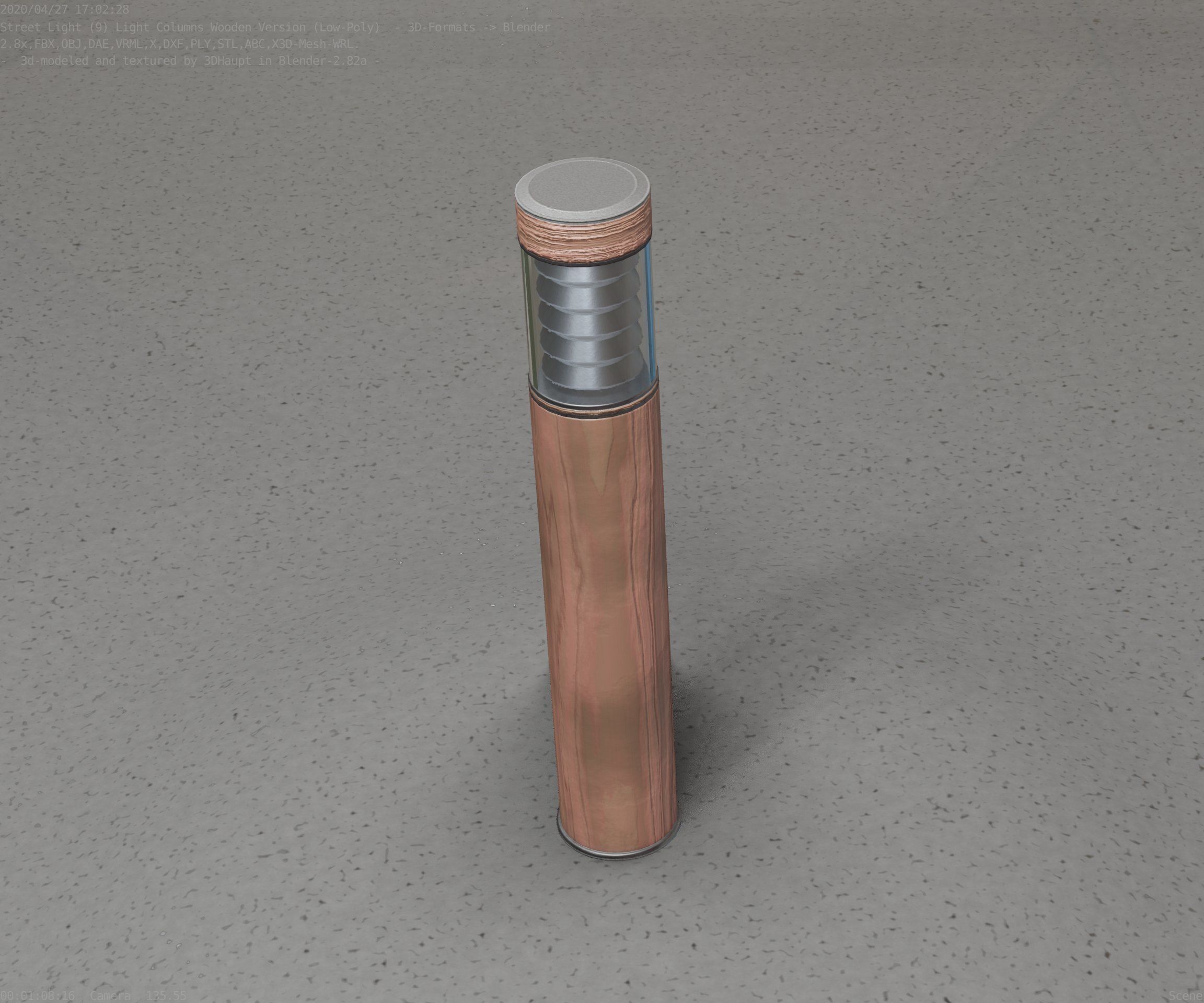 Street-Light Set-9 - Low-Poly Wood Light-Column 17 Low-poly 3D model_48