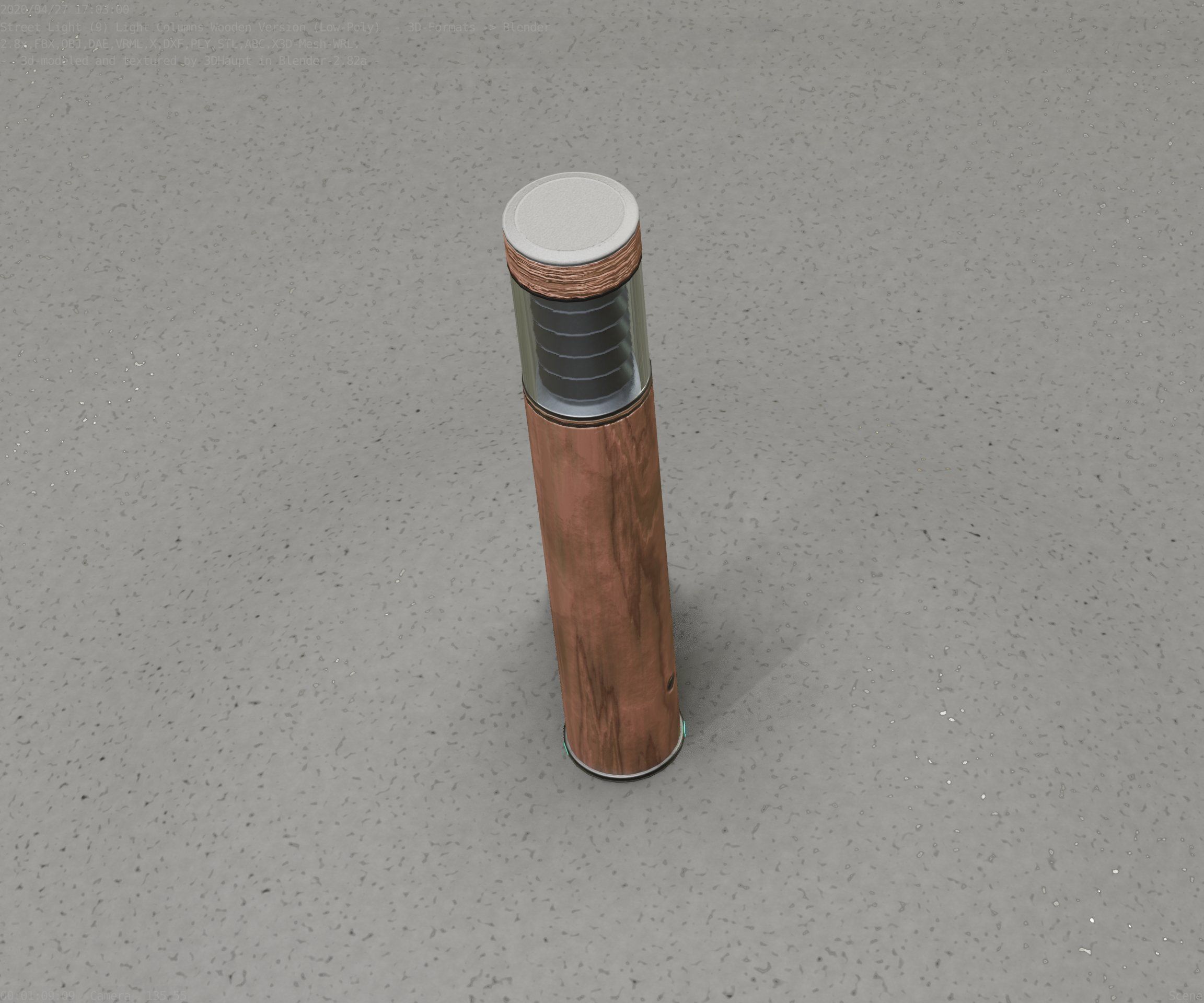 Street-Light Set-9 - Low-Poly Wood Light-Column 17 Low-poly 3D model_65