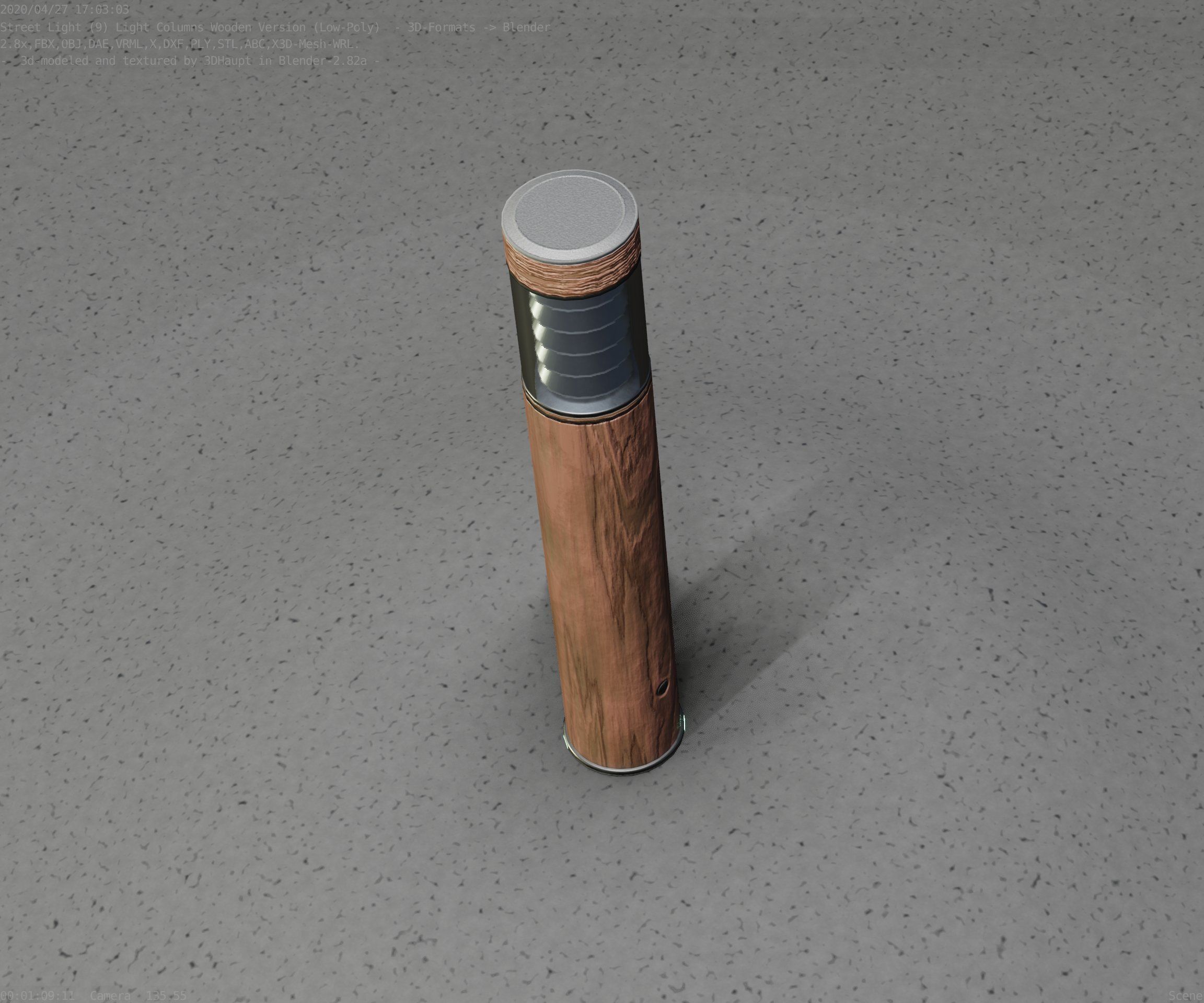 Street-Light Set-9 - Low-Poly Wood Light-Column 17 Low-poly 3D model_67