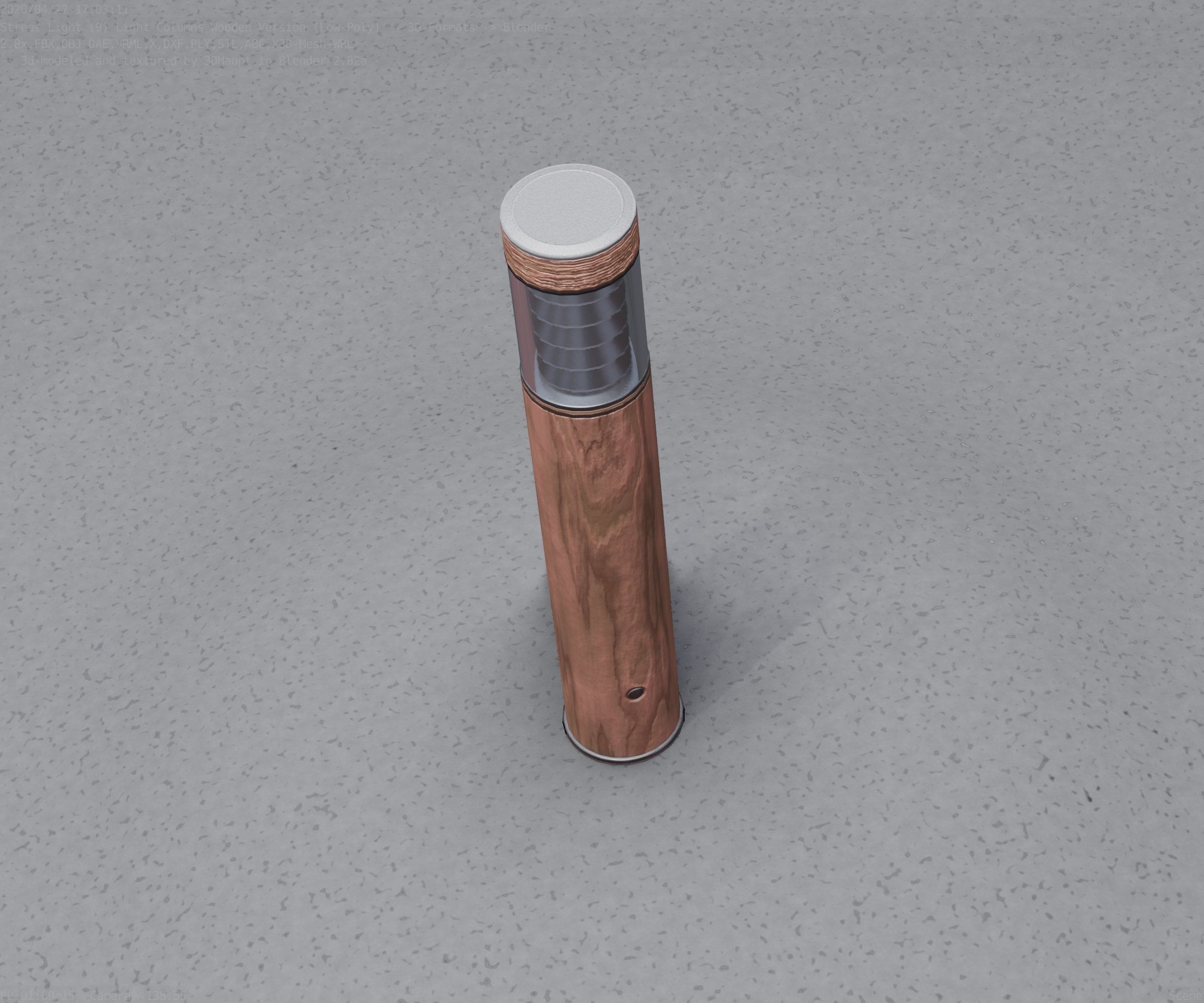 Street-Light Set-9 - Low-Poly Wood Light-Column 17 Low-poly 3D model_71