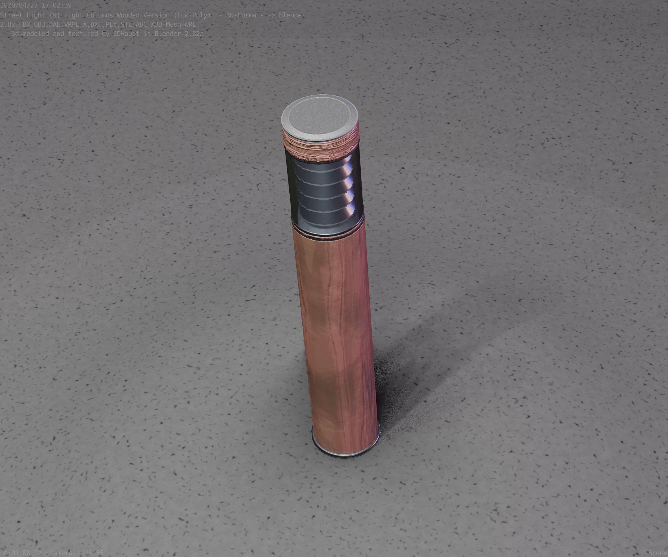 Street-Light Set-9 - Low-Poly Wood Light-Column 17 Low-poly 3D model_54