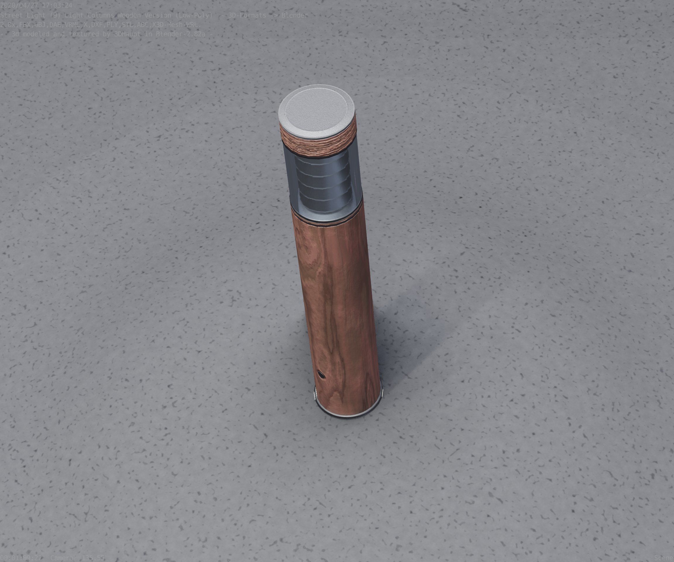 Street-Light Set-9 - Low-Poly Wood Light-Column 17 Low-poly 3D model_78