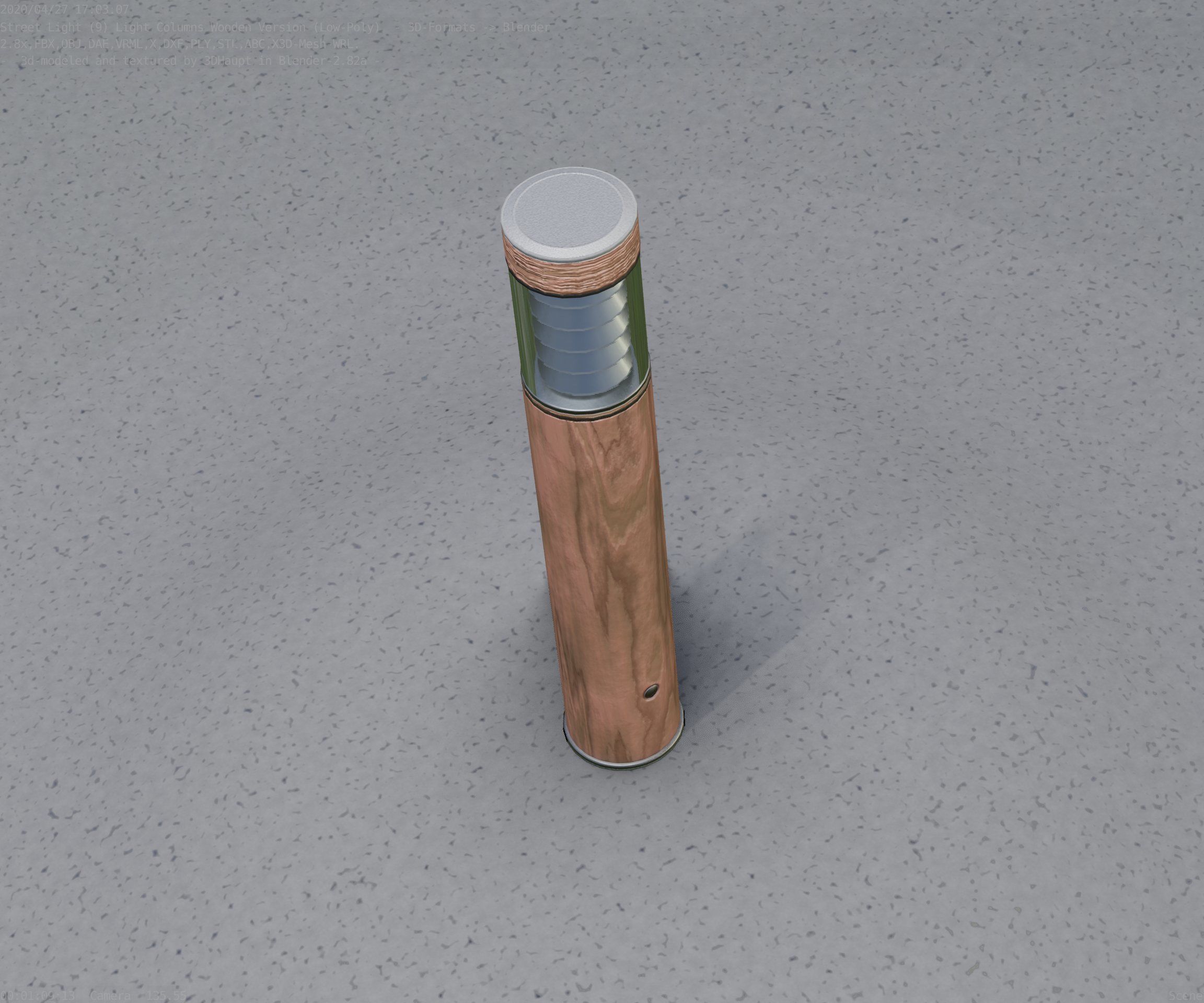 Street-Light Set-9 - Low-Poly Wood Light-Column 17 Low-poly 3D model_69