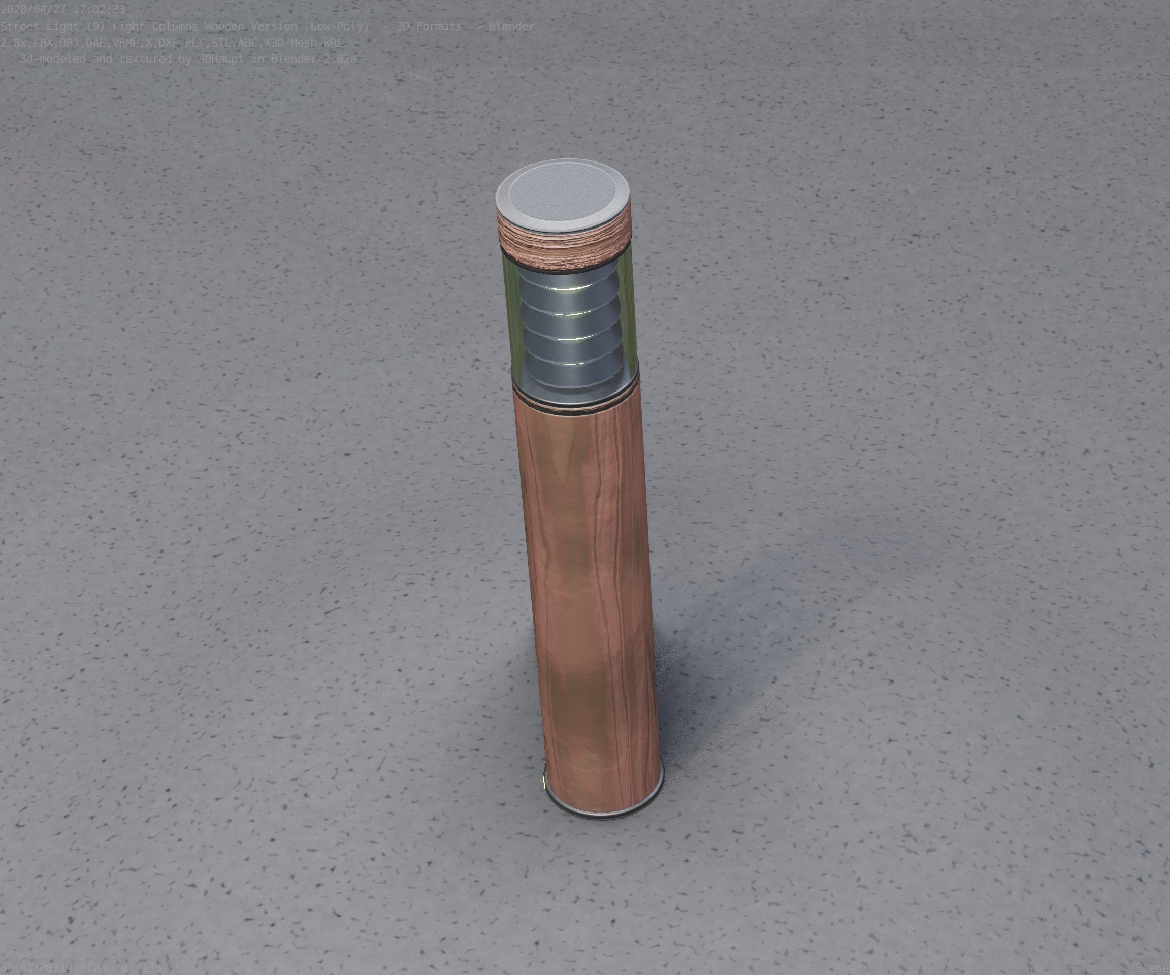 Street-Light Set-9 - Low-Poly Wood Light-Column 17 Low-poly 3D model_51