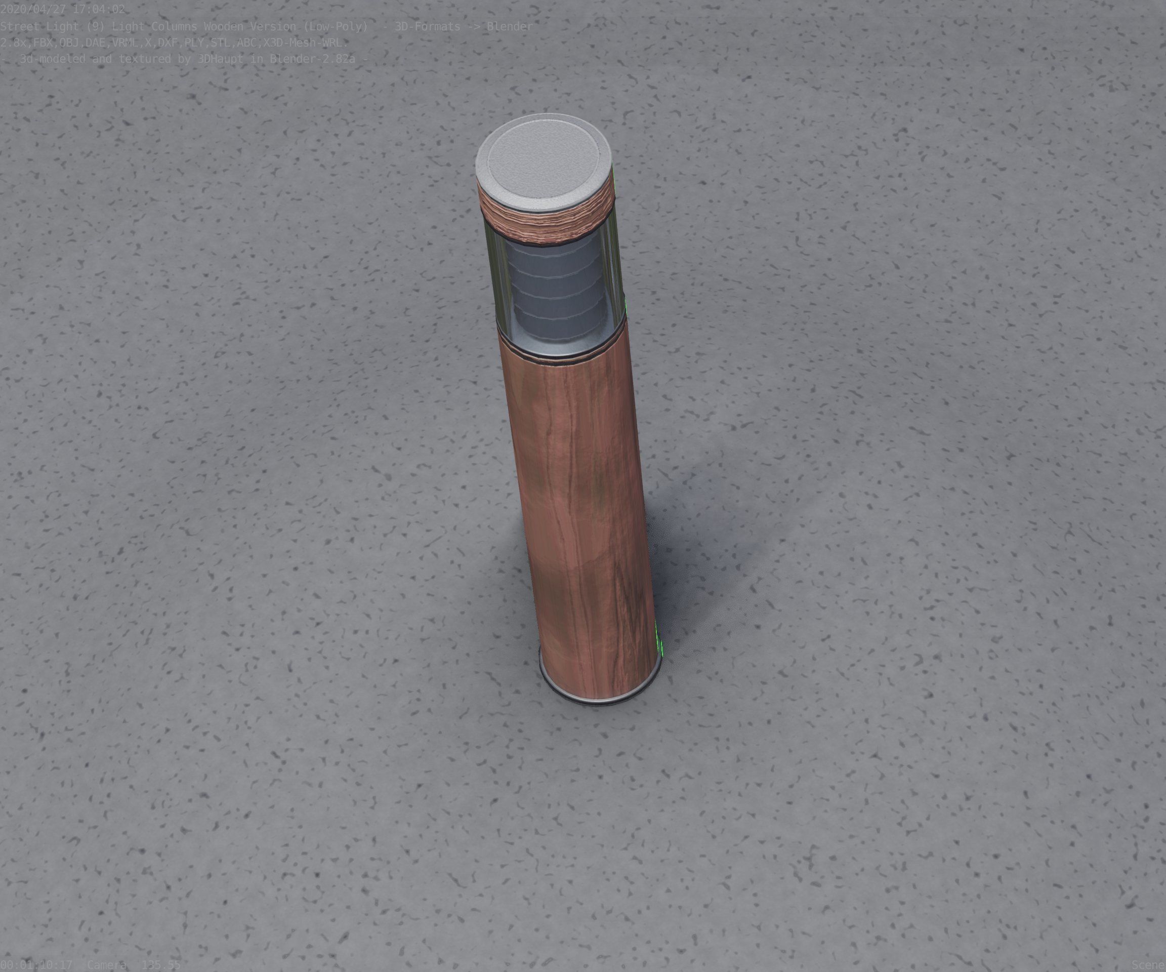Street-Light Set-9 - Low-Poly Wood Light-Column 17 Low-poly 3D model_97