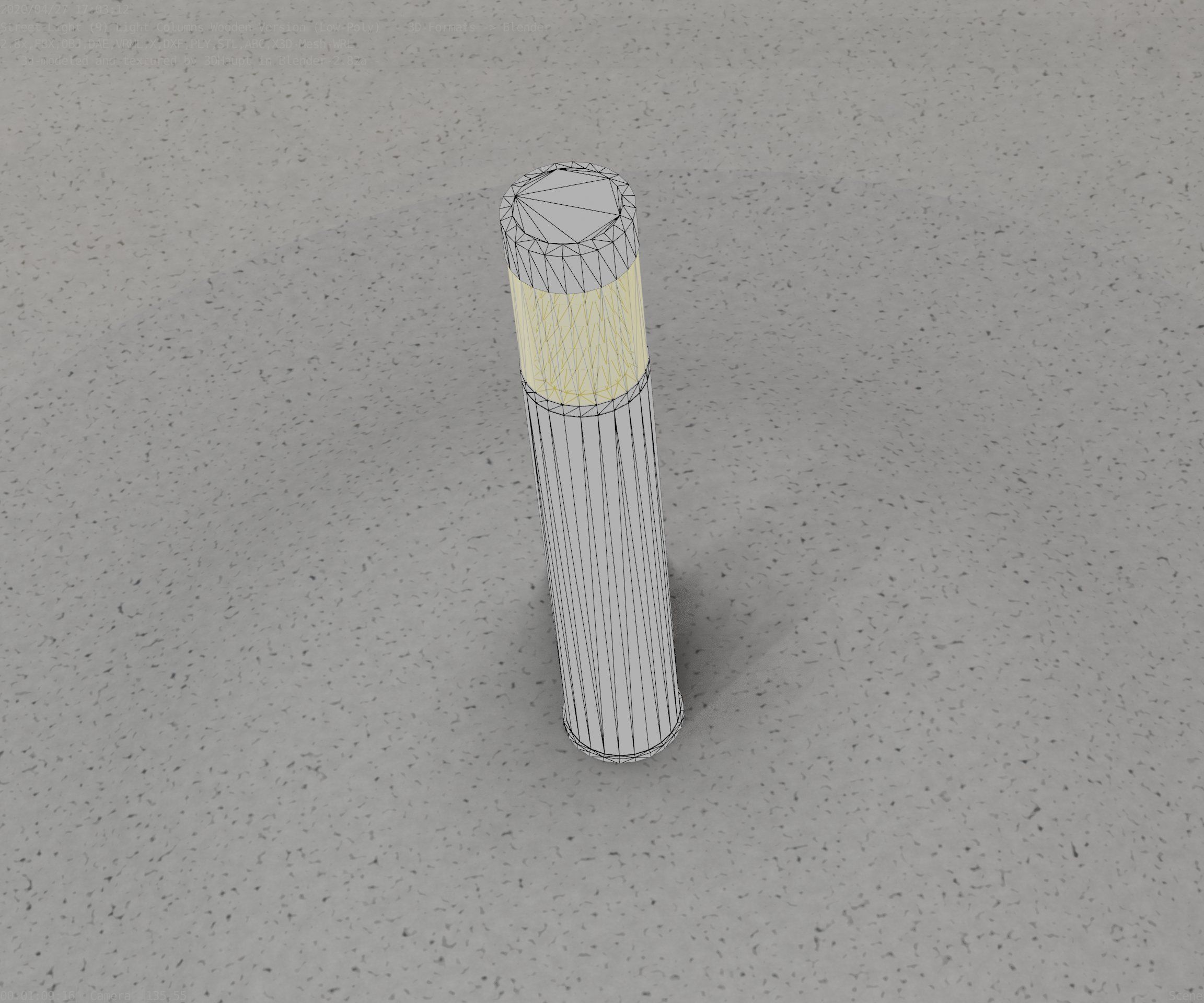 Street-Light Set-9 - Low-Poly Wood Light-Column 17 Low-poly 3D model_72