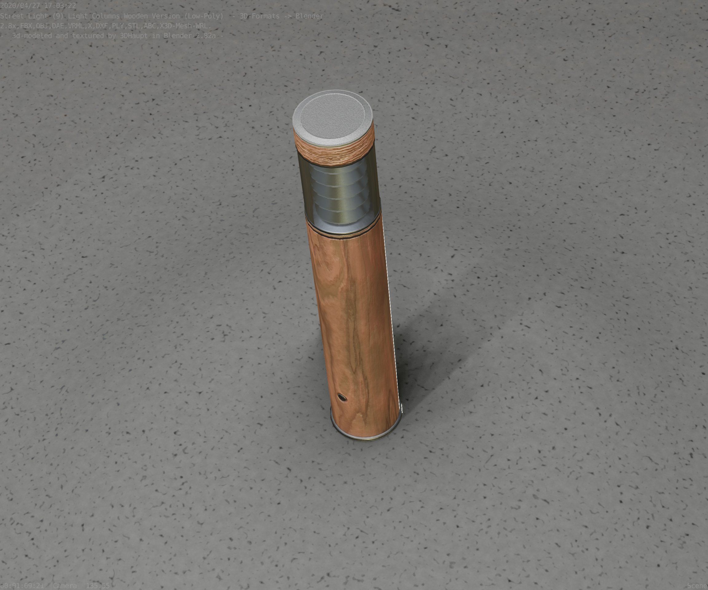 Street-Light Set-9 - Low-Poly Wood Light-Column 17 Low-poly 3D model_77