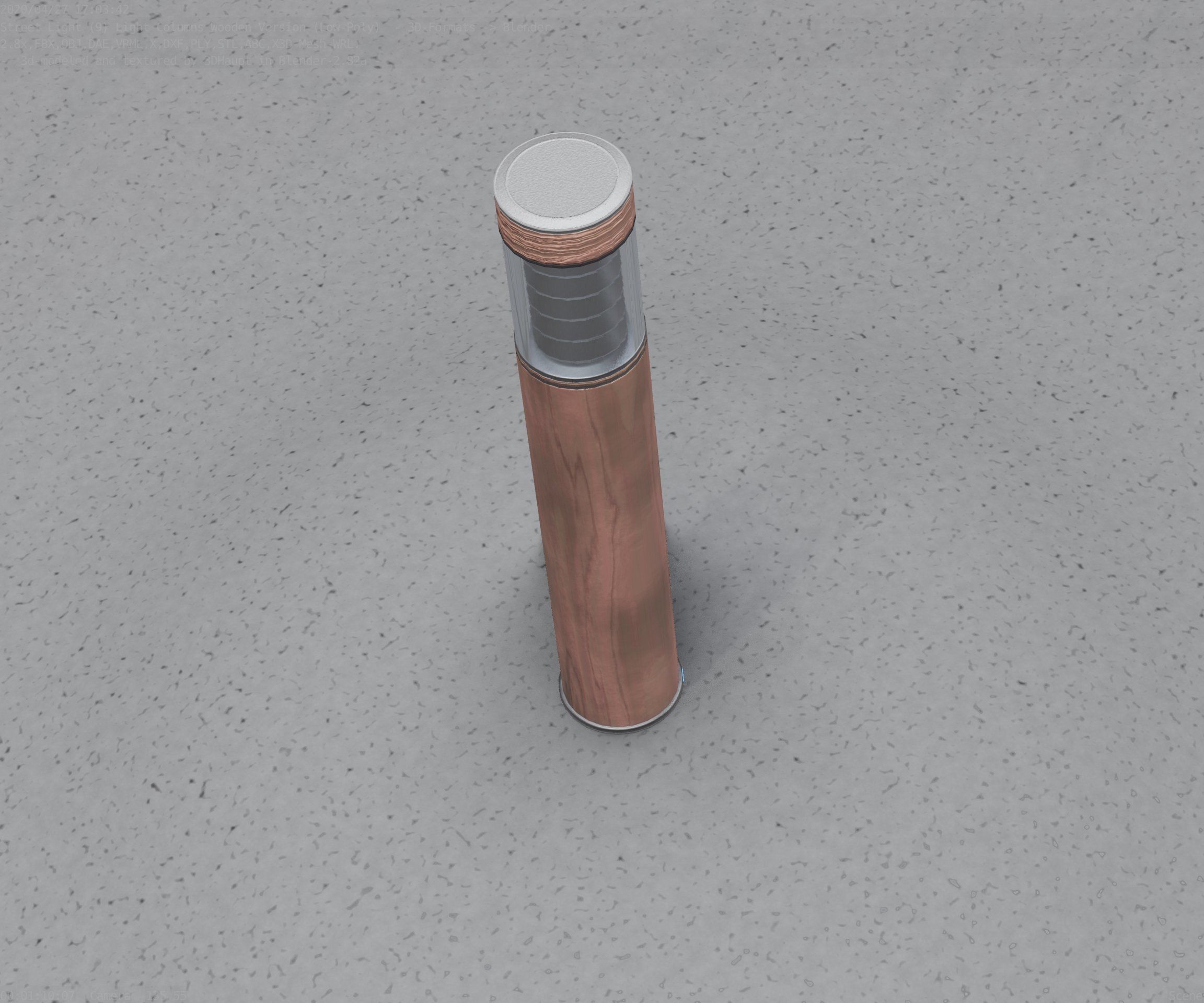 Street-Light Set-9 - Low-Poly Wood Light-Column 17 Low-poly 3D model_87