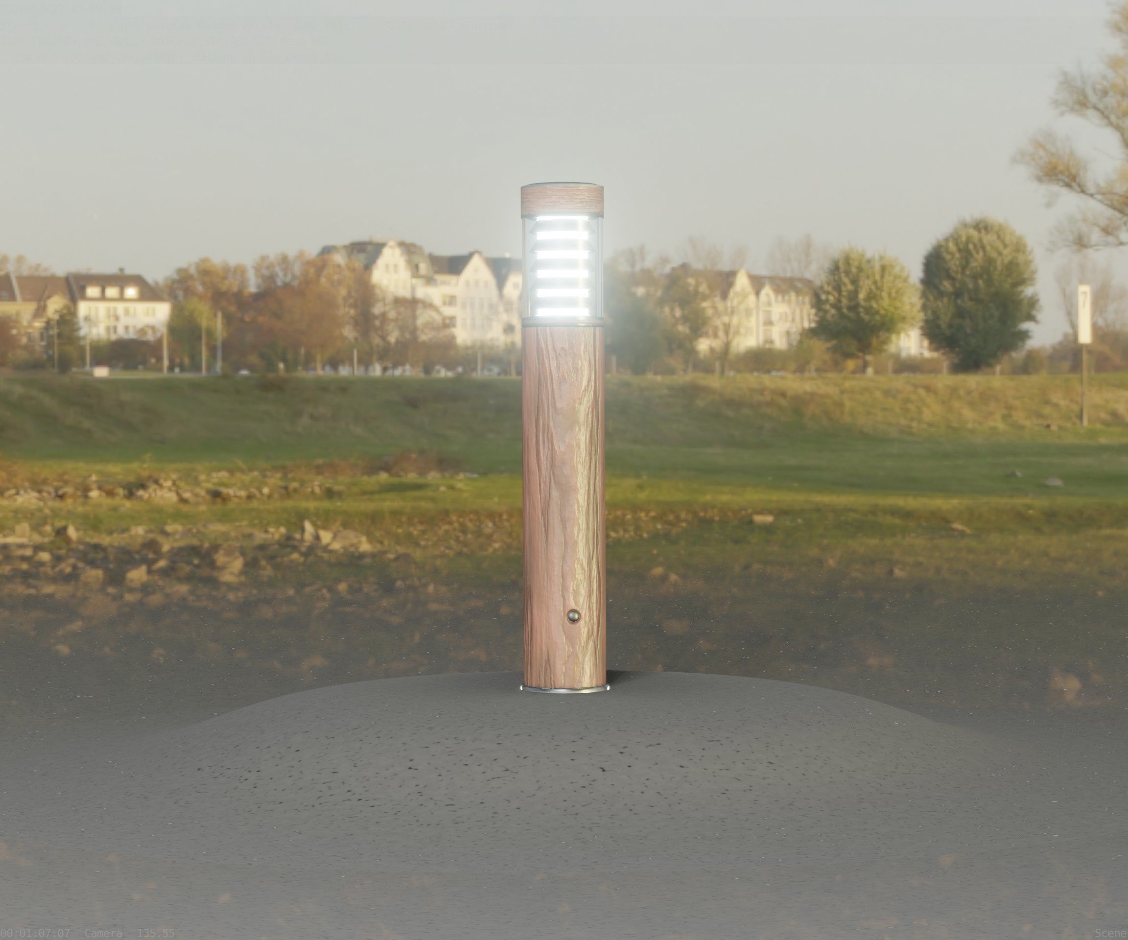 Street-Light Set-9 - Low-Poly Wood Light-Column 17 Low-poly 3D model_16