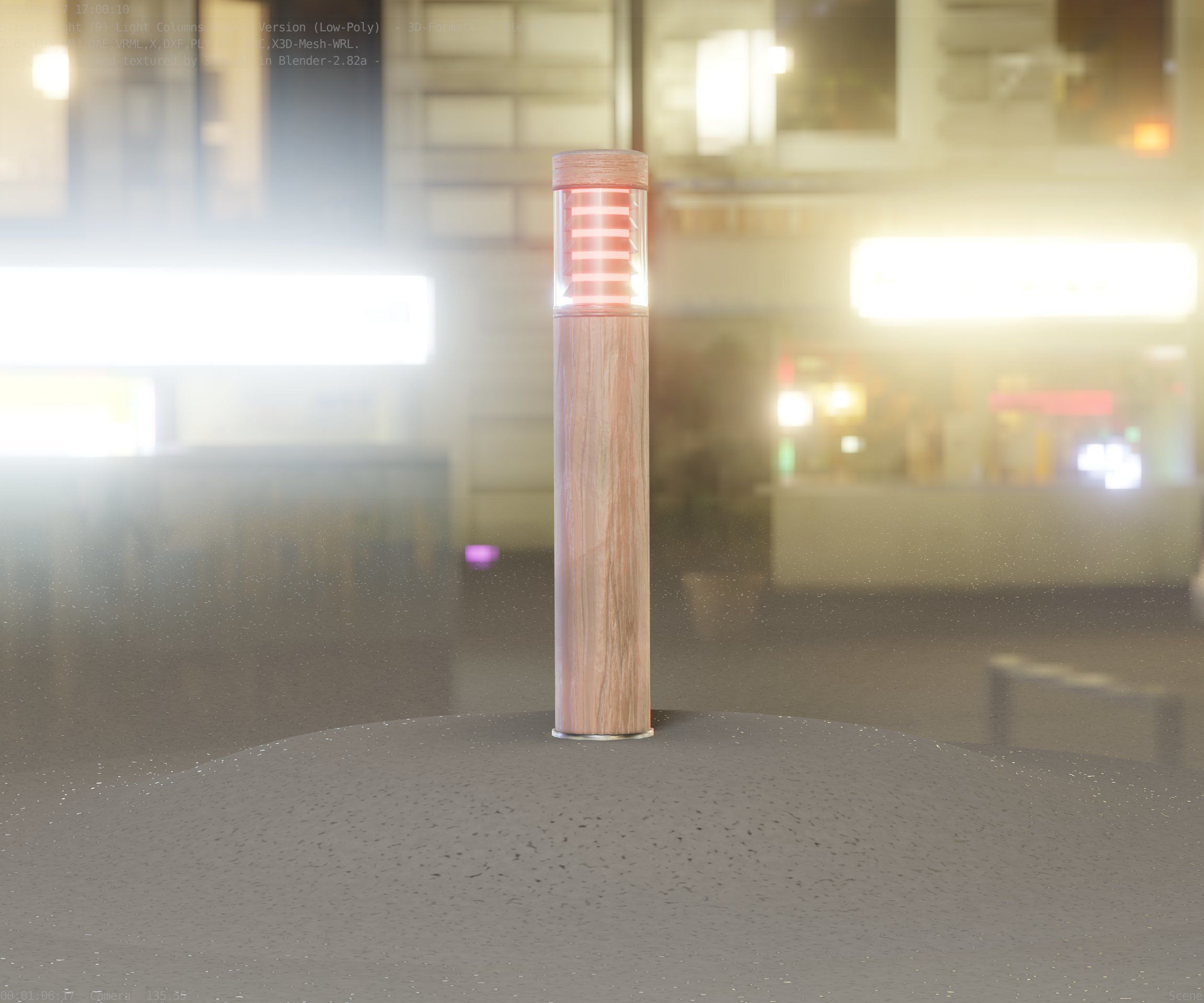 Street-Light Set-9 - Low-Poly Wood Light-Column 17 Low-poly 3D model_4