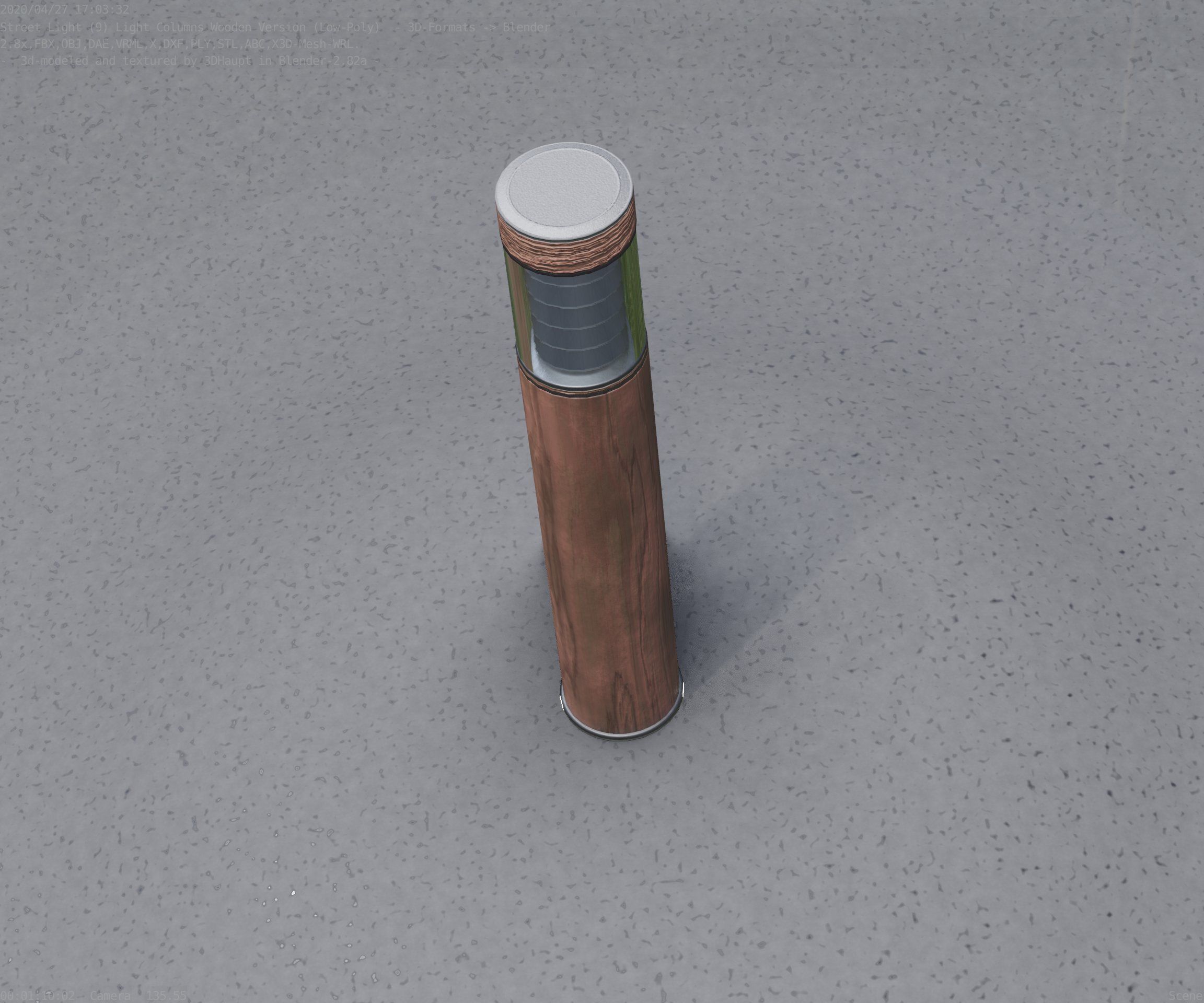 Street-Light Set-9 - Low-Poly Wood Light-Column 17 Low-poly 3D model_82