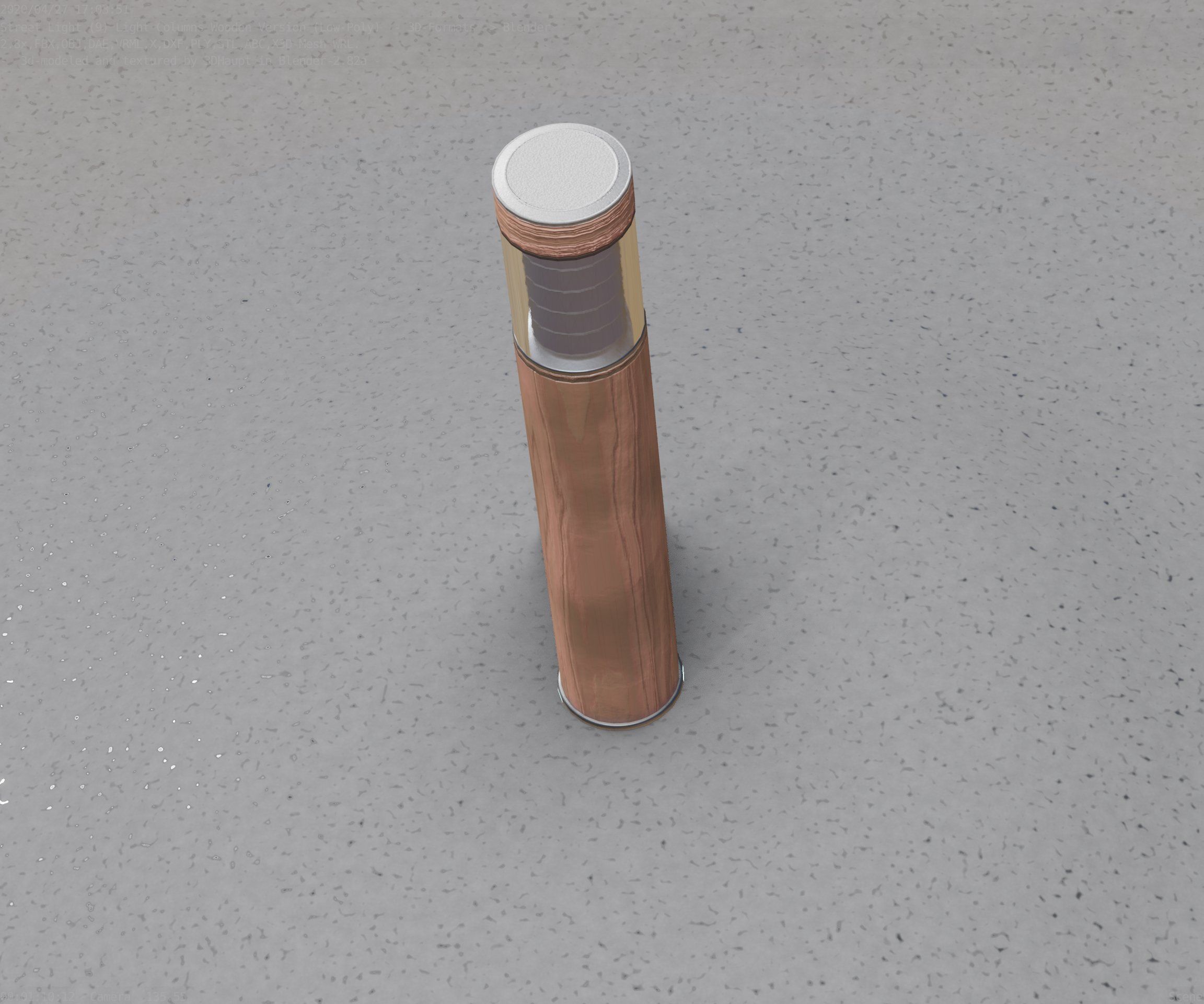Street-Light Set-9 - Low-Poly Wood Light-Column 17 Low-poly 3D model_92