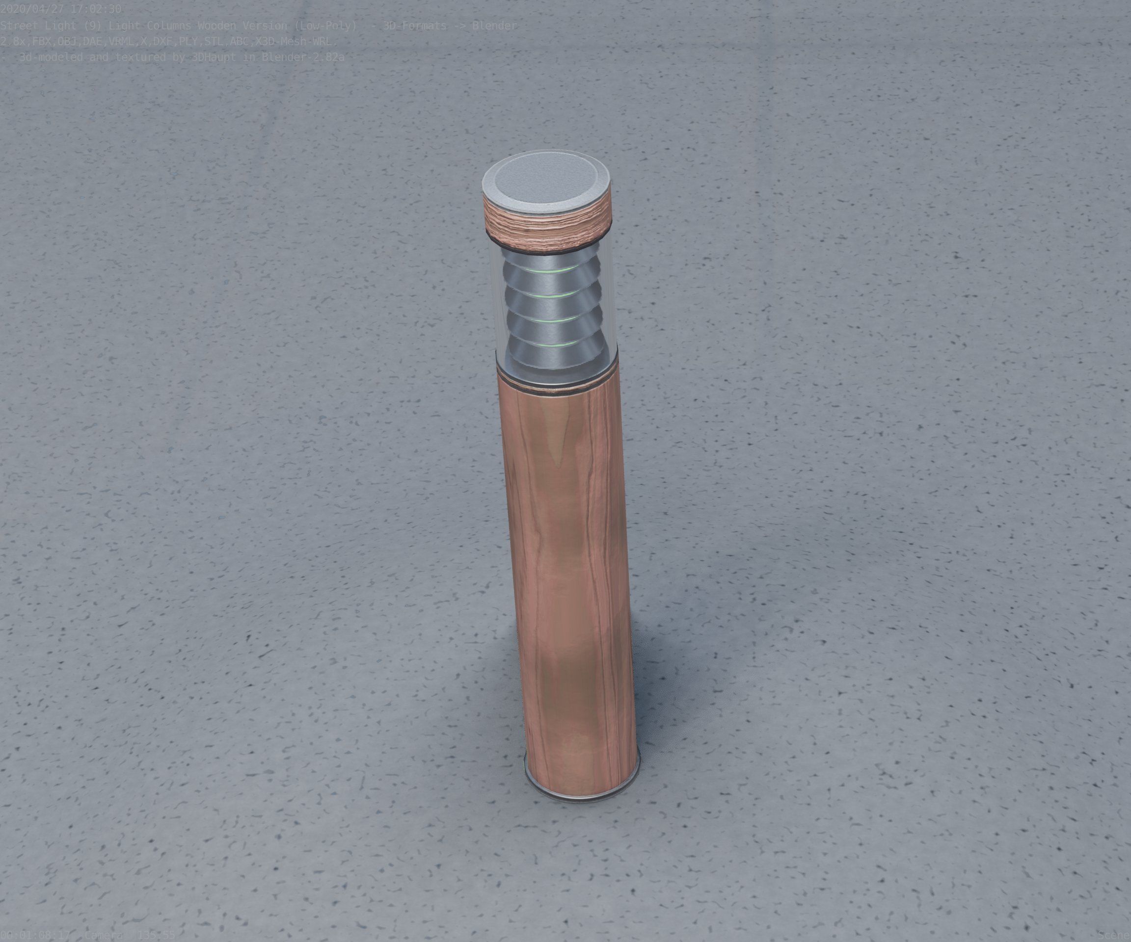 Street-Light Set-9 - Low-Poly Wood Light-Column 17 Low-poly 3D model_49