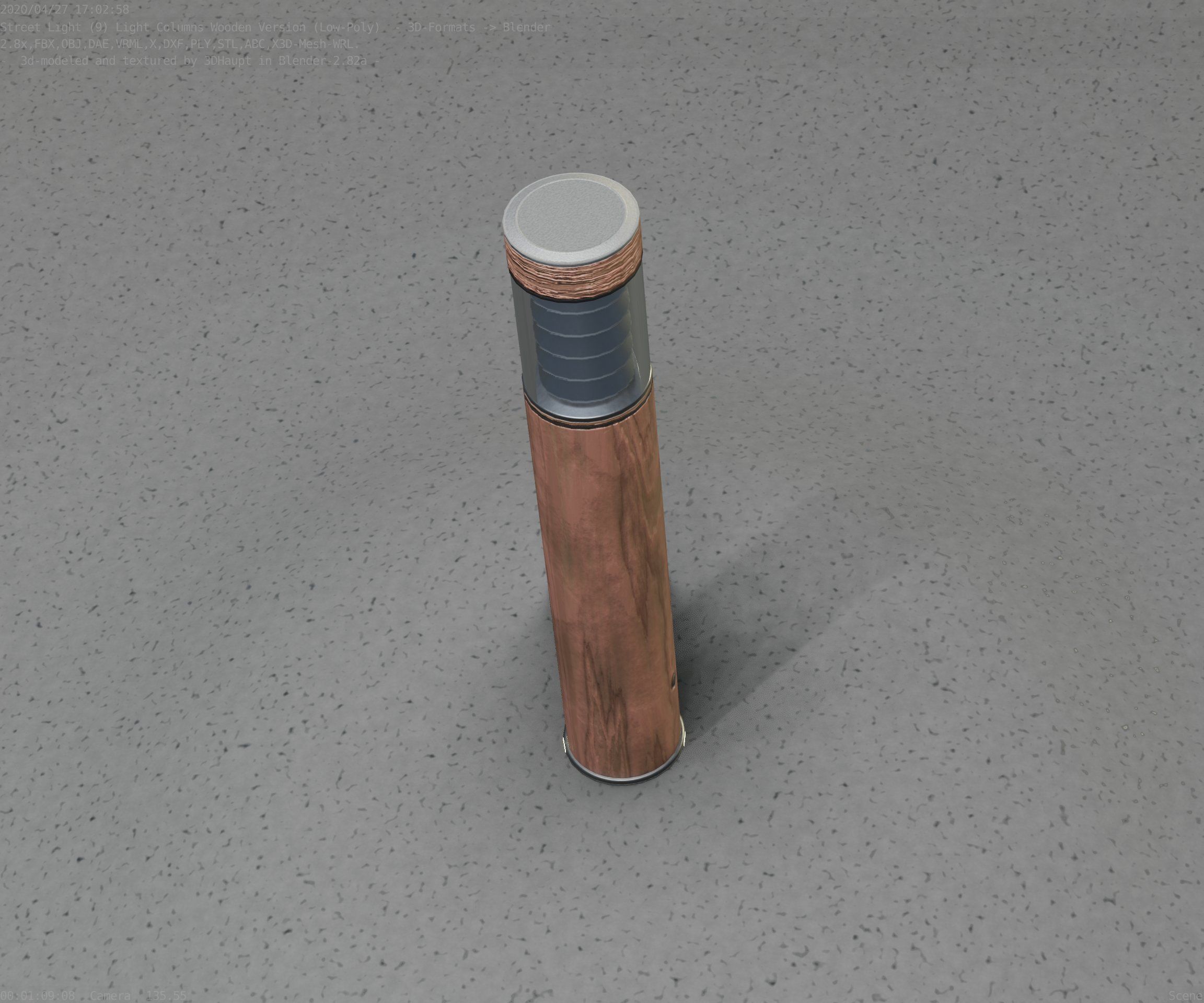 Street-Light Set-9 - Low-Poly Wood Light-Column 17 Low-poly 3D model_64