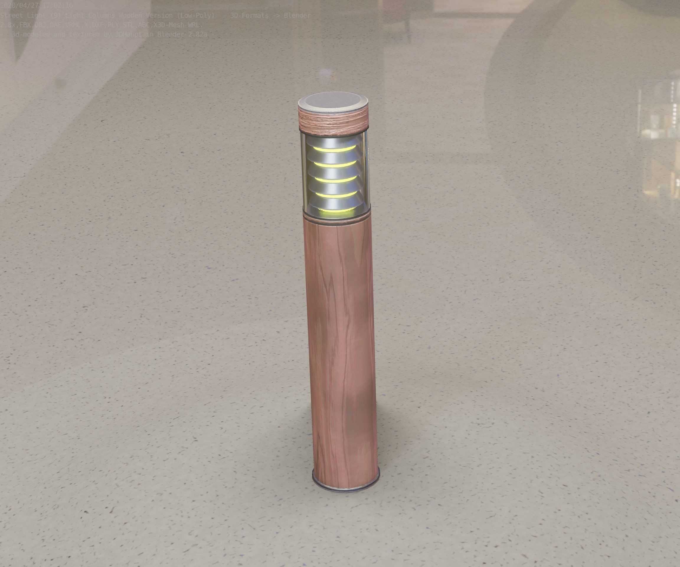 Street-Light Set-9 - Low-Poly Wood Light-Column 17 Low-poly 3D model_42