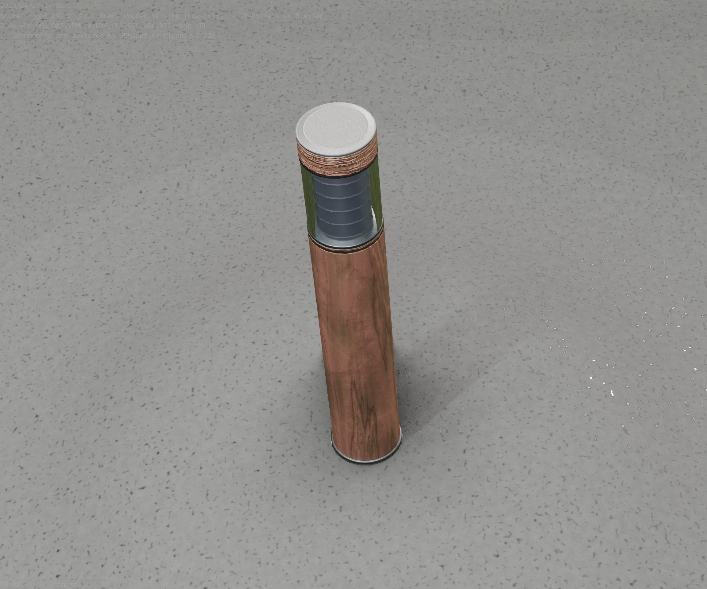 Street-Light Set-9 - Low-Poly Wood Light-Column 17 Low-poly 3D model_62
