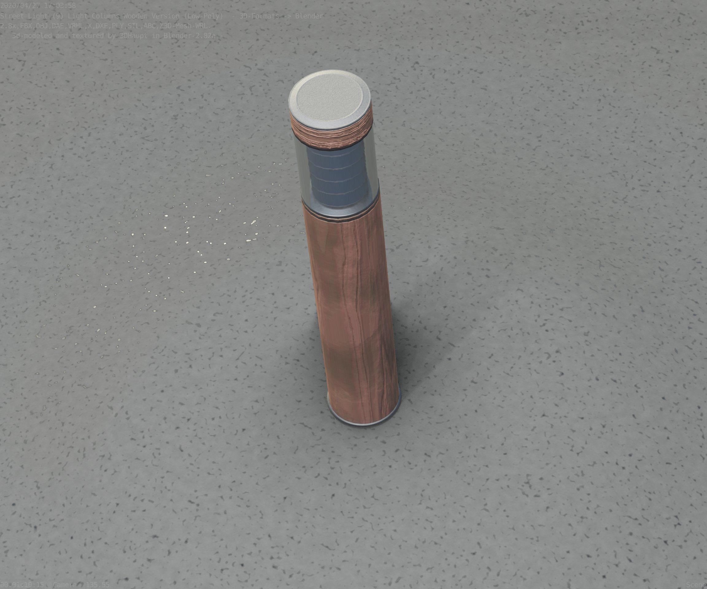 Street-Light Set-9 - Low-Poly Wood Light-Column 17 Low-poly 3D model_95