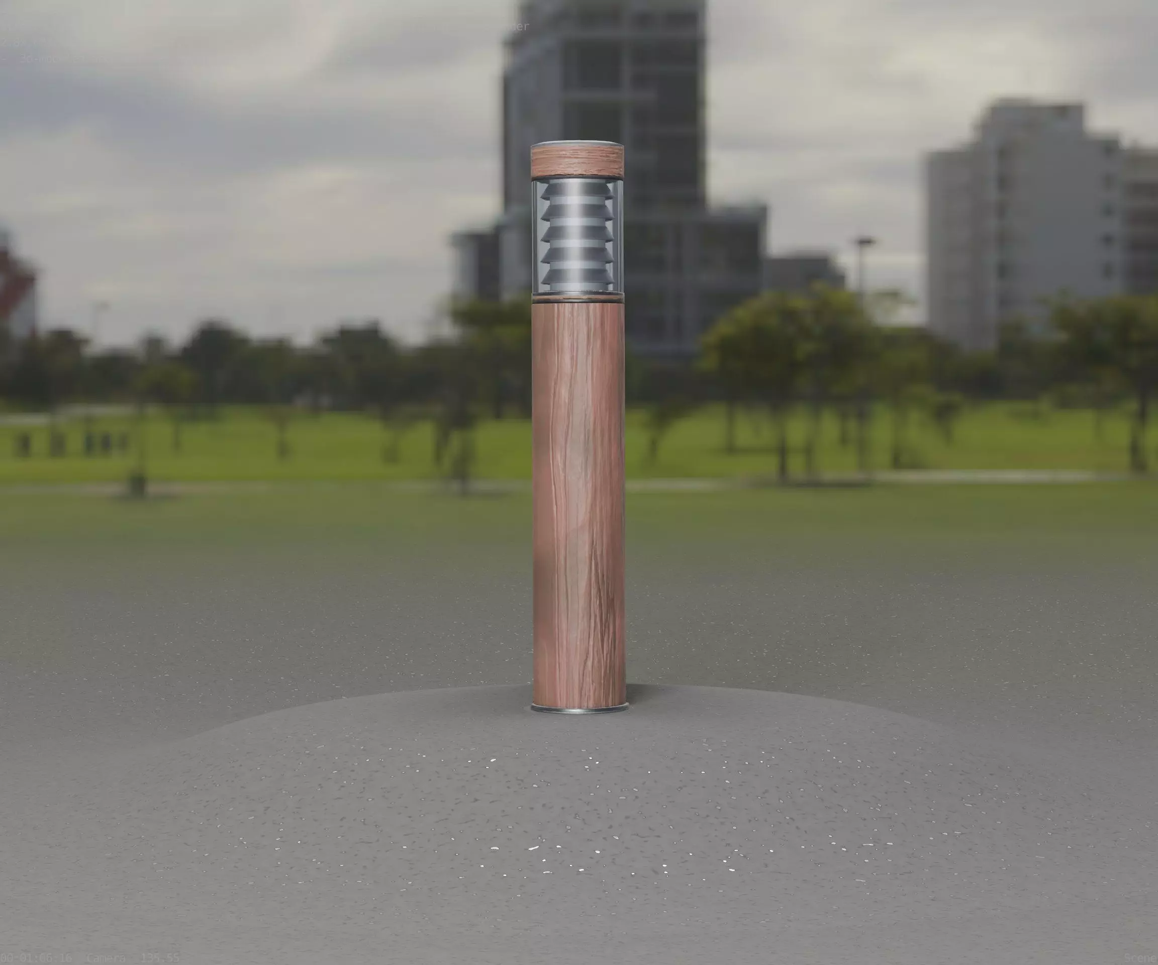 Street-Light Set-9 - Low-Poly Wood Light-Column 17 Low-poly 3D model_0