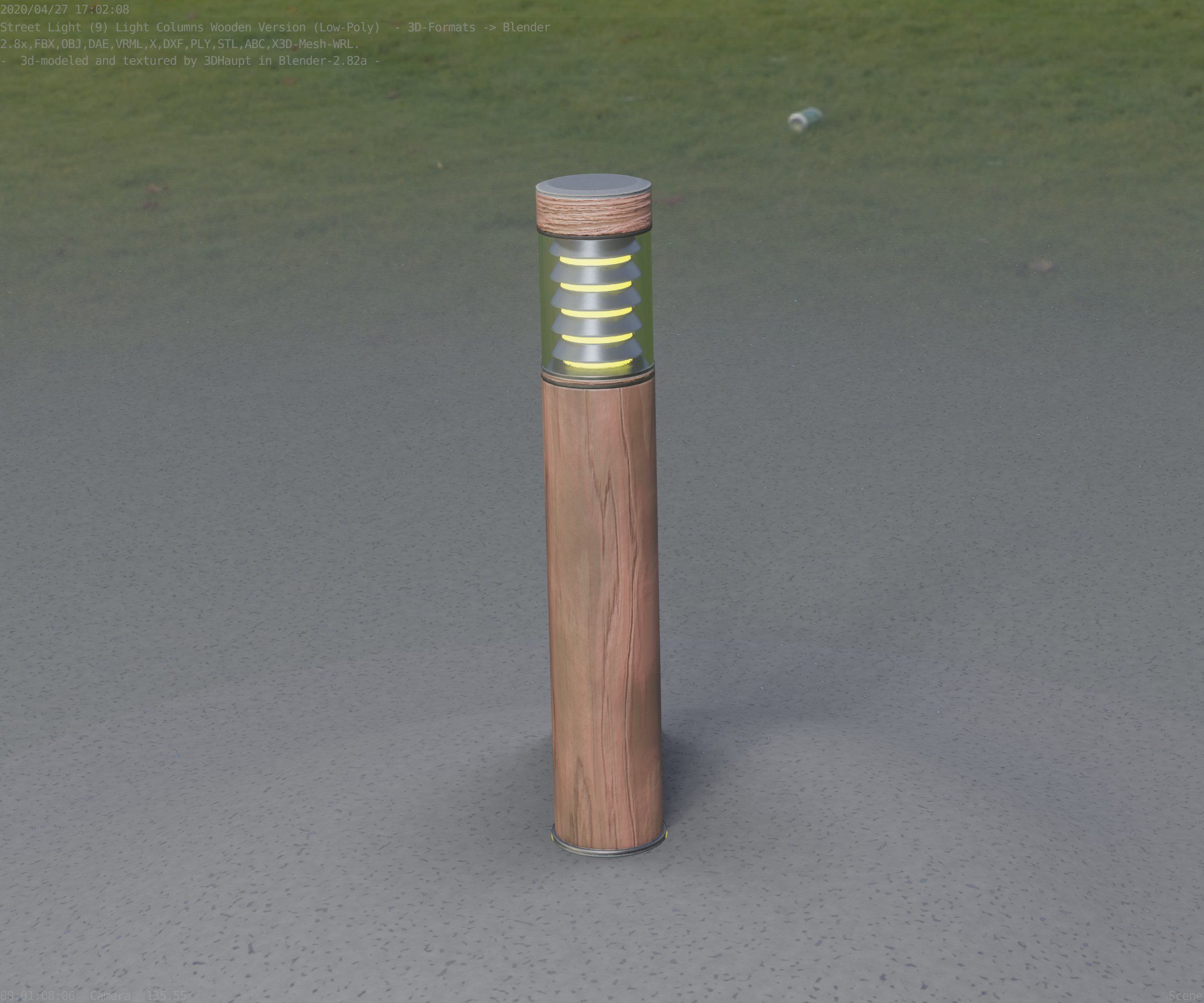 Street-Light Set-9 - Low-Poly Wood Light-Column 17 Low-poly 3D model_38