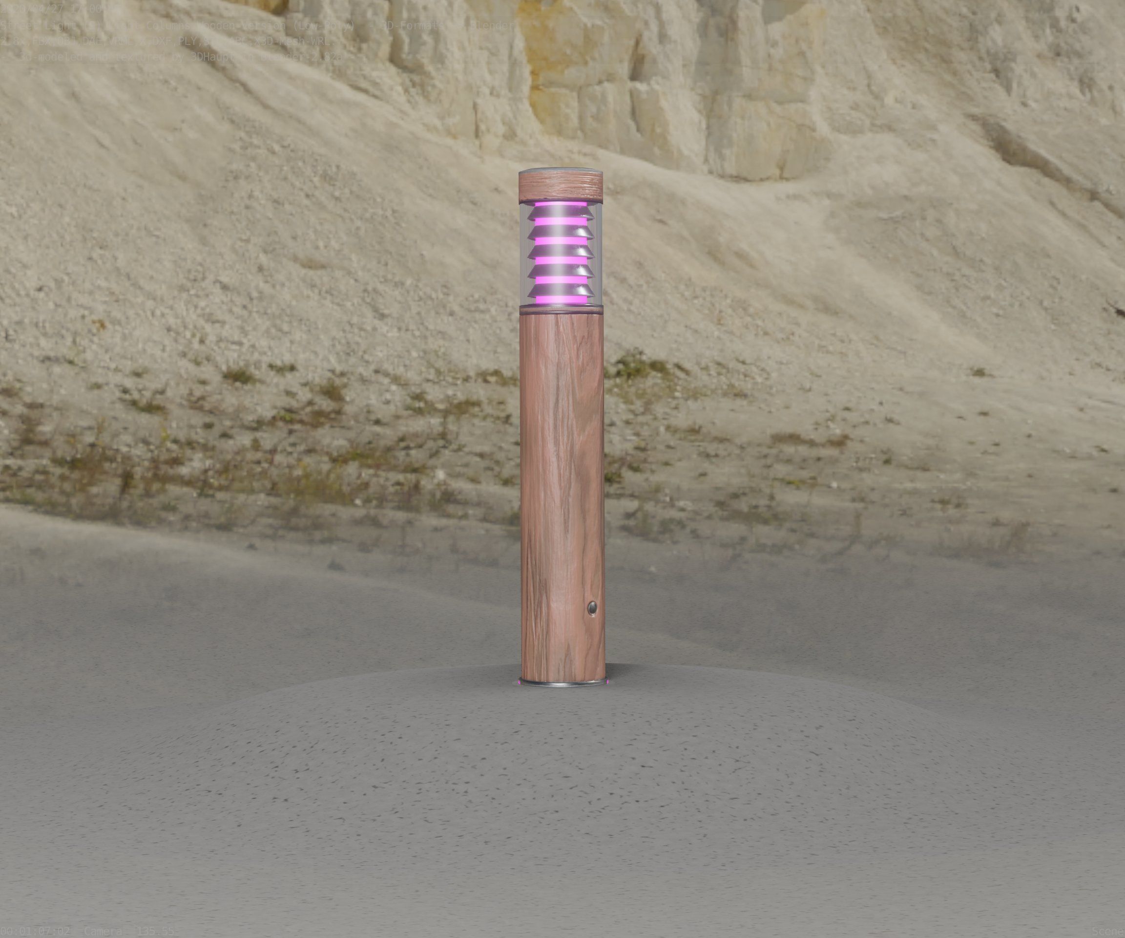 Street-Light Set-9 - Low-Poly Wood Light-Column 17 Low-poly 3D model_11