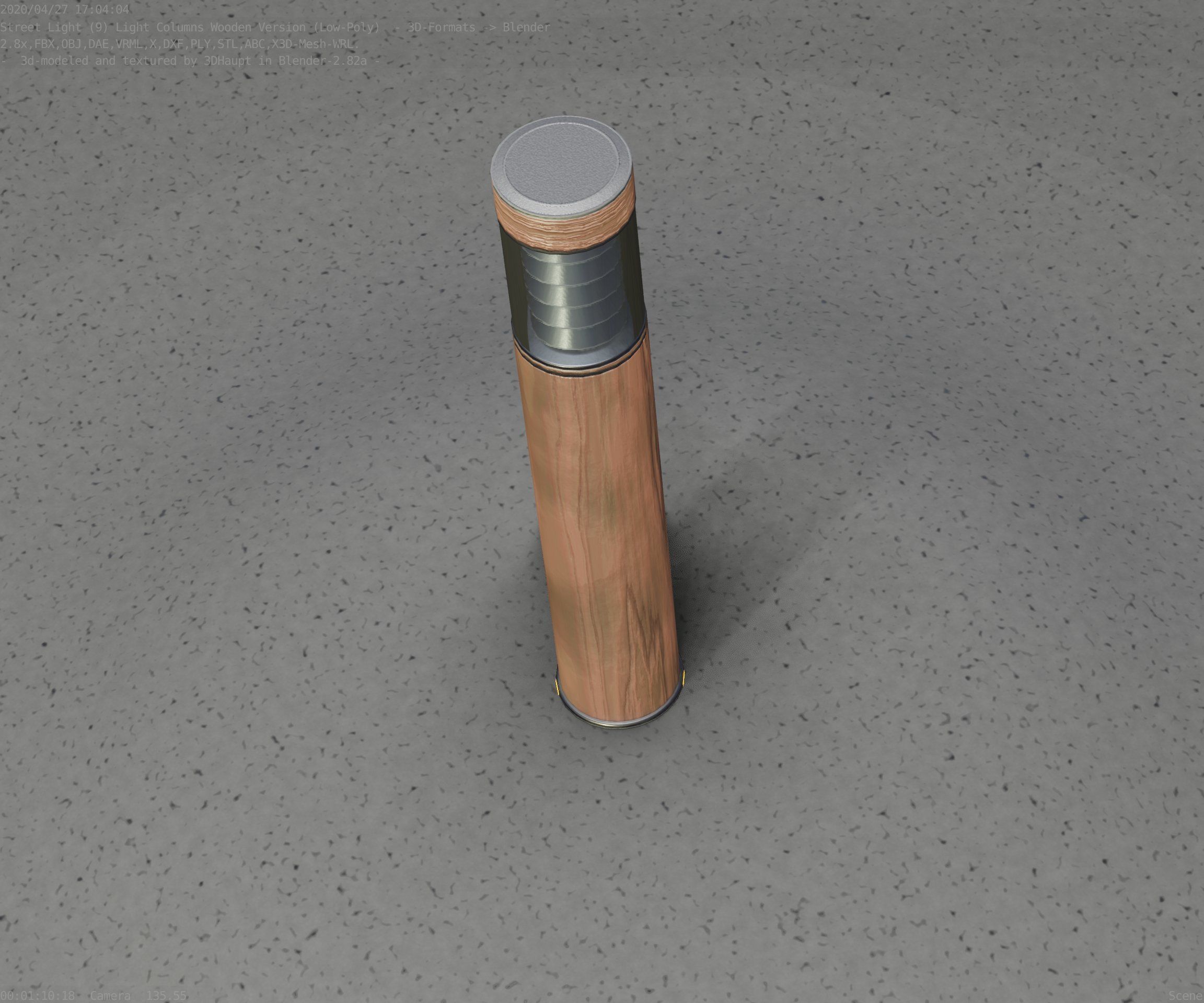 Street-Light Set-9 - Low-Poly Wood Light-Column 17 Low-poly 3D model_98