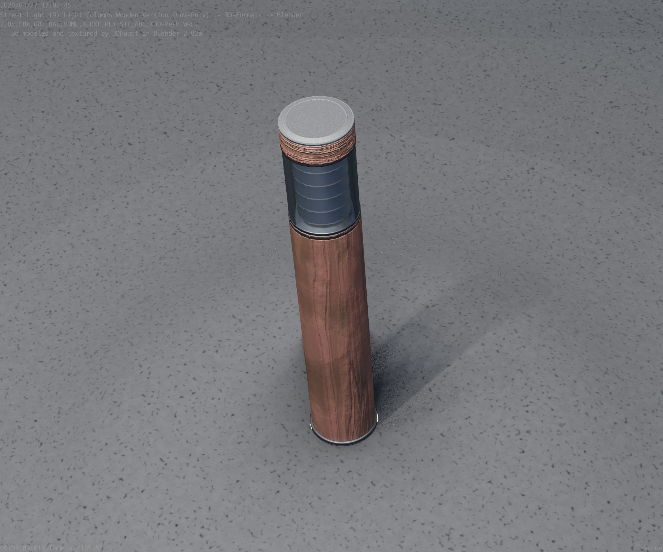 Street-Light Set-9 - Low-Poly Wood Light-Column 17 Low-poly 3D model_57