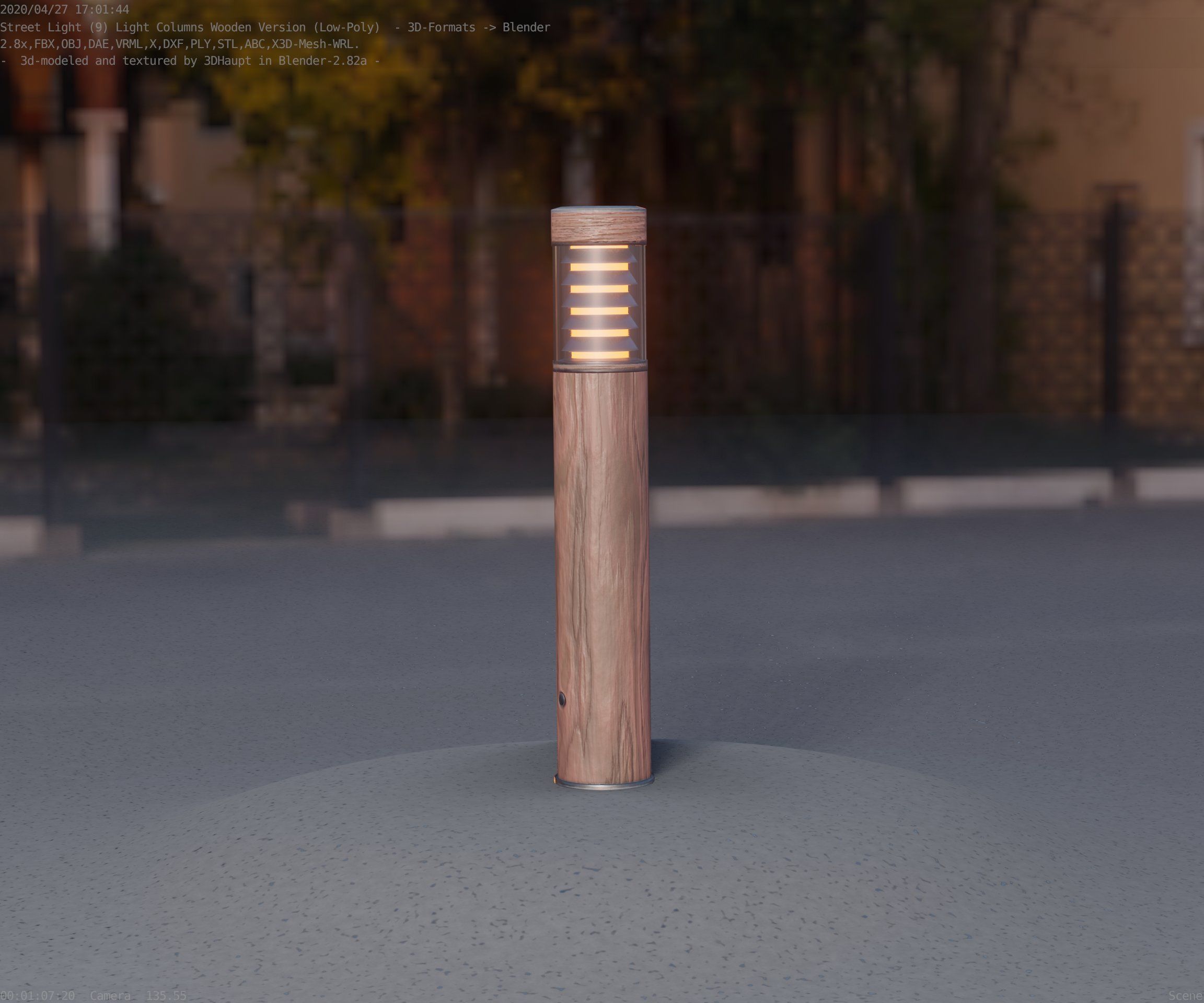 Street-Light Set-9 - Low-Poly Wood Light-Column 17 Low-poly 3D model_28