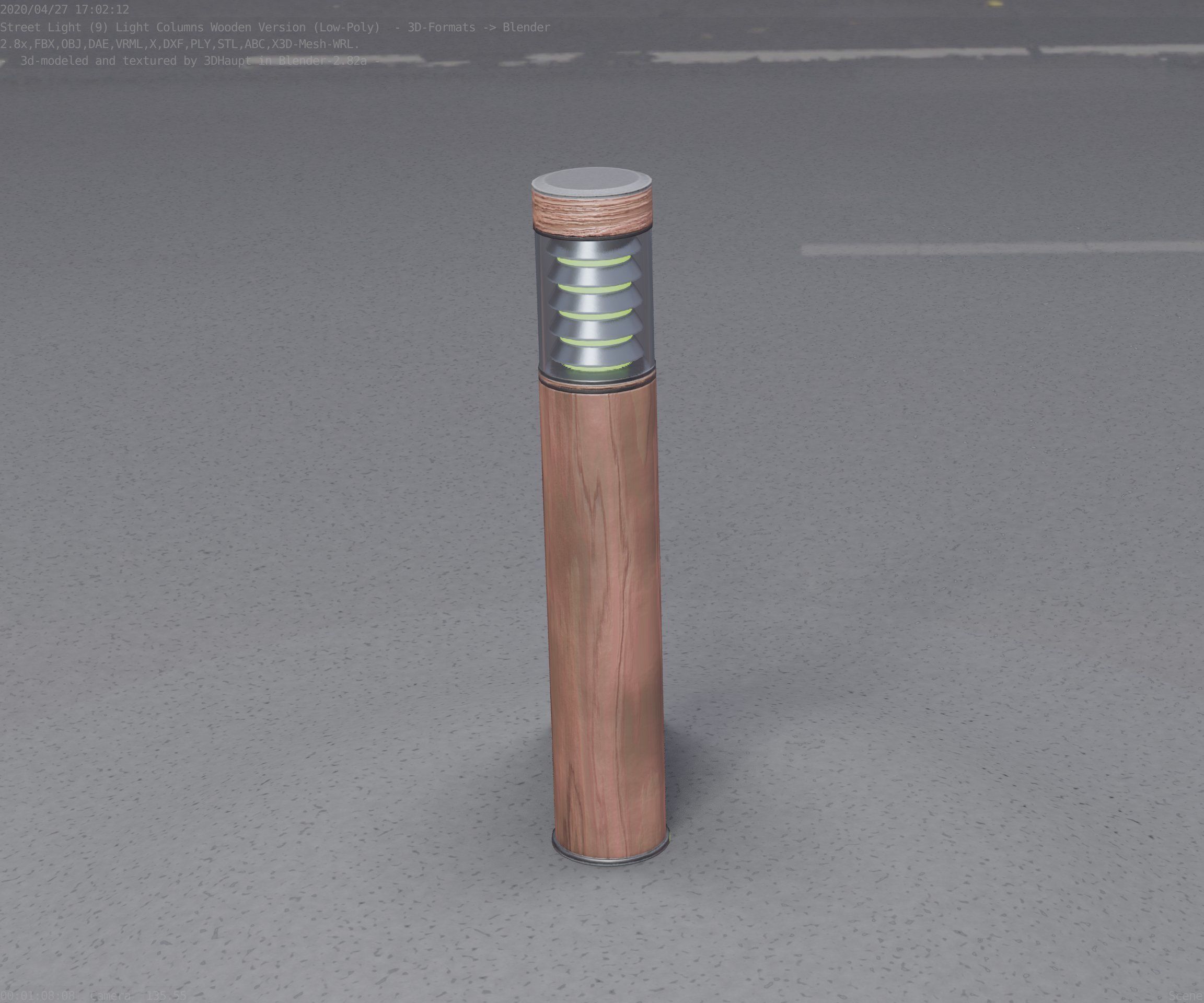Street-Light Set-9 - Low-Poly Wood Light-Column 17 Low-poly 3D model_40