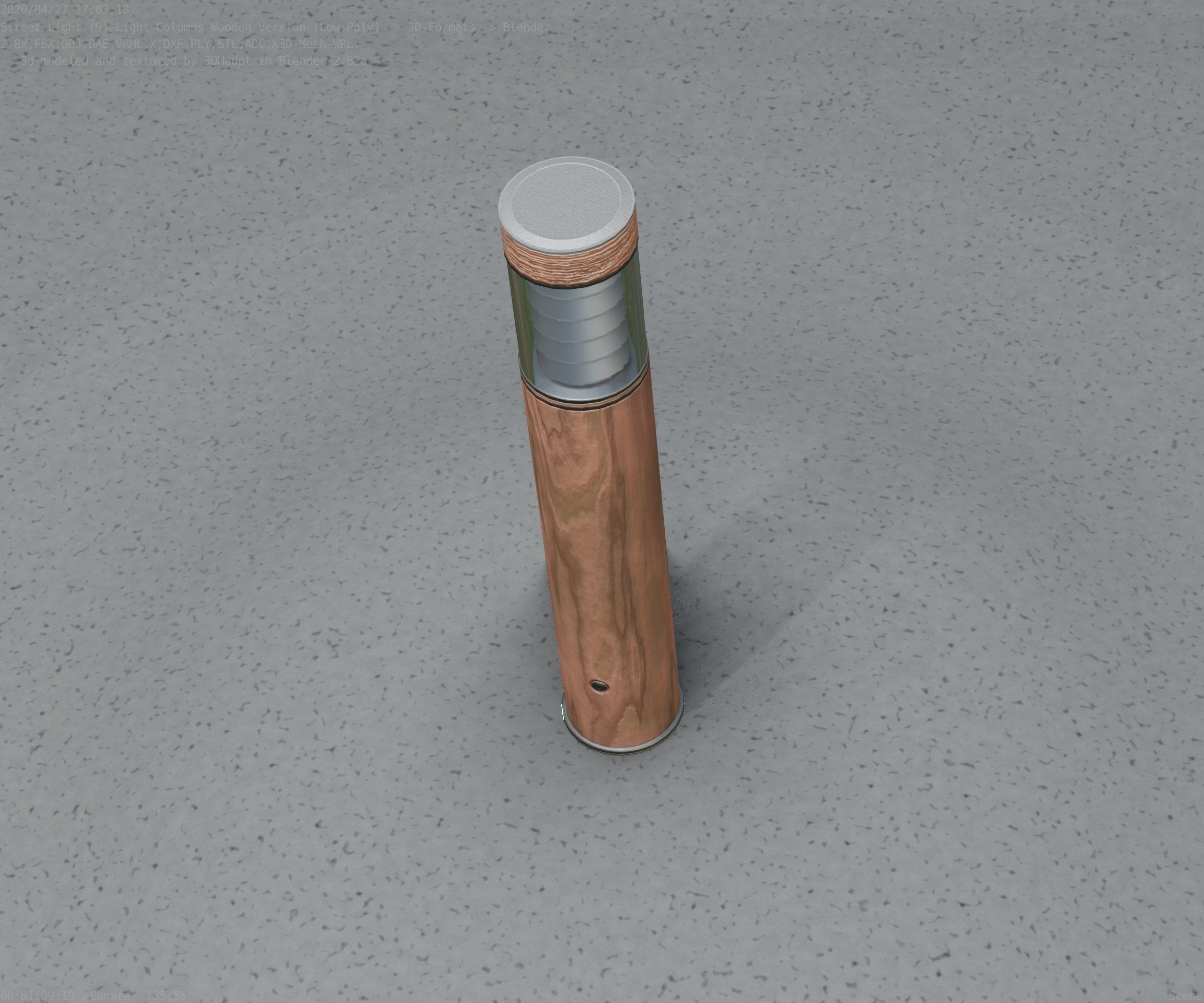 Street-Light Set-9 - Low-Poly Wood Light-Column 17 Low-poly 3D model_75