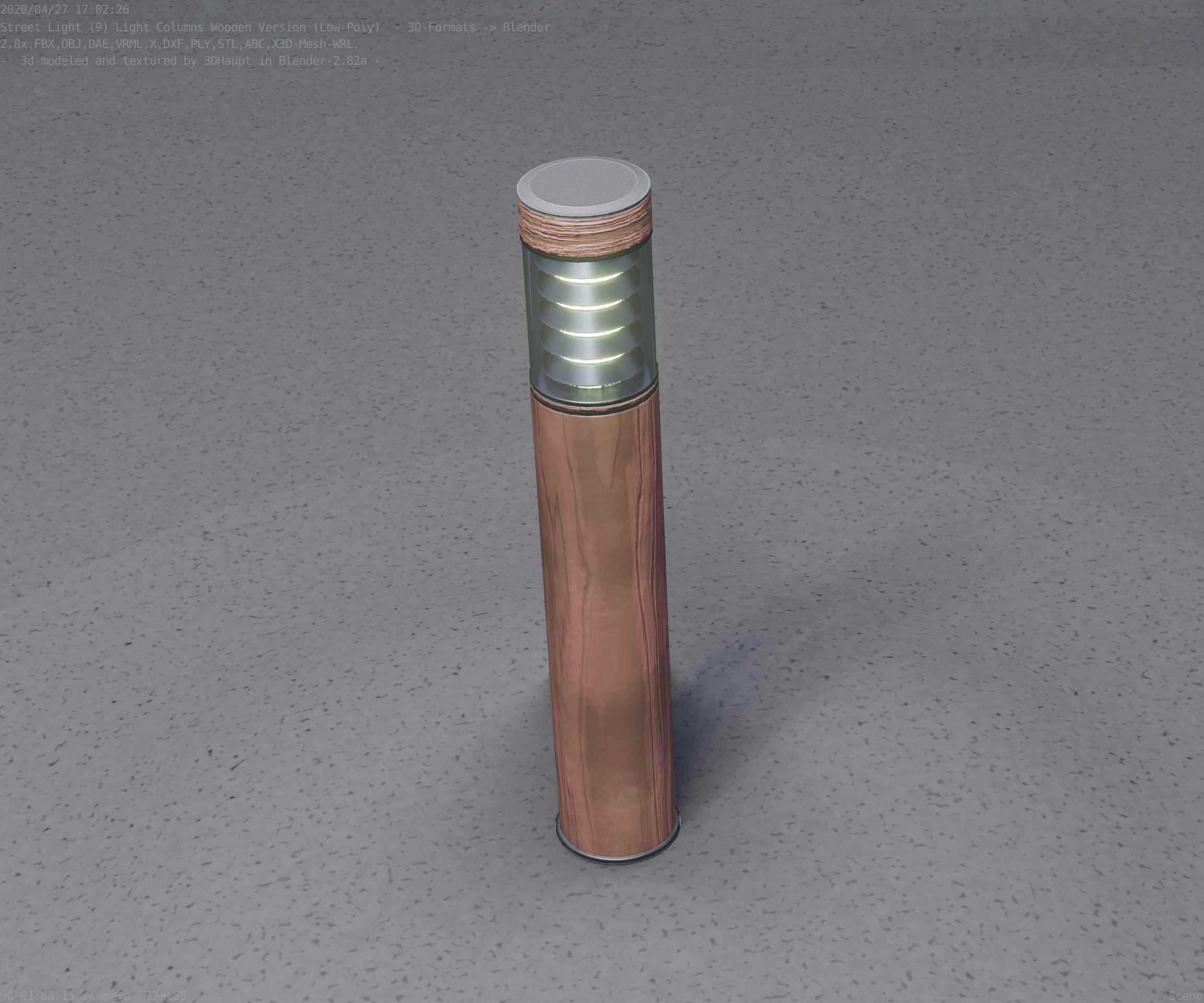 Street-Light Set-9 - Low-Poly Wood Light-Column 17 Low-poly 3D model_47