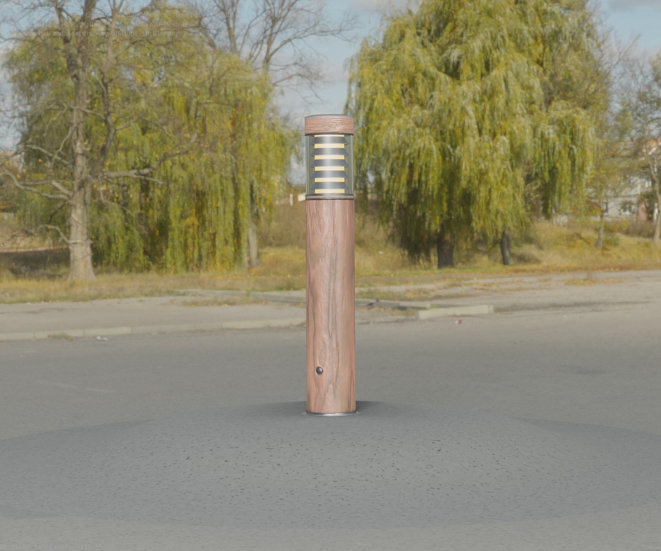 Street-Light Set-9 - Low-Poly Wood Light-Column 17 Low-poly 3D model_22