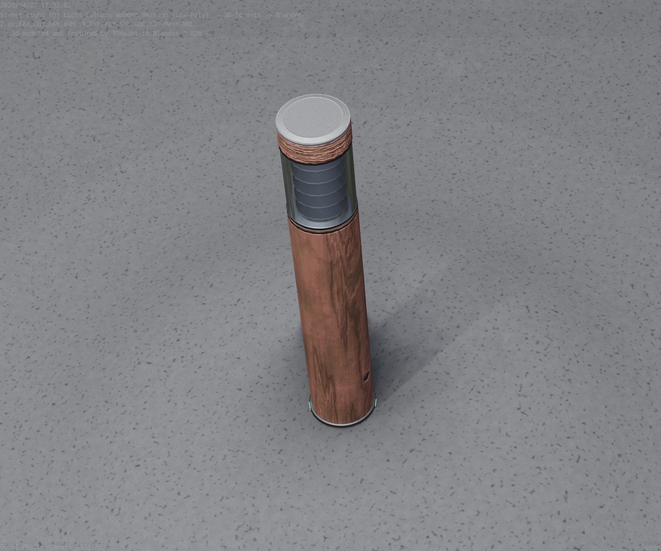 Street-Light Set-9 - Low-Poly Wood Light-Column 17 Low-poly 3D model_66