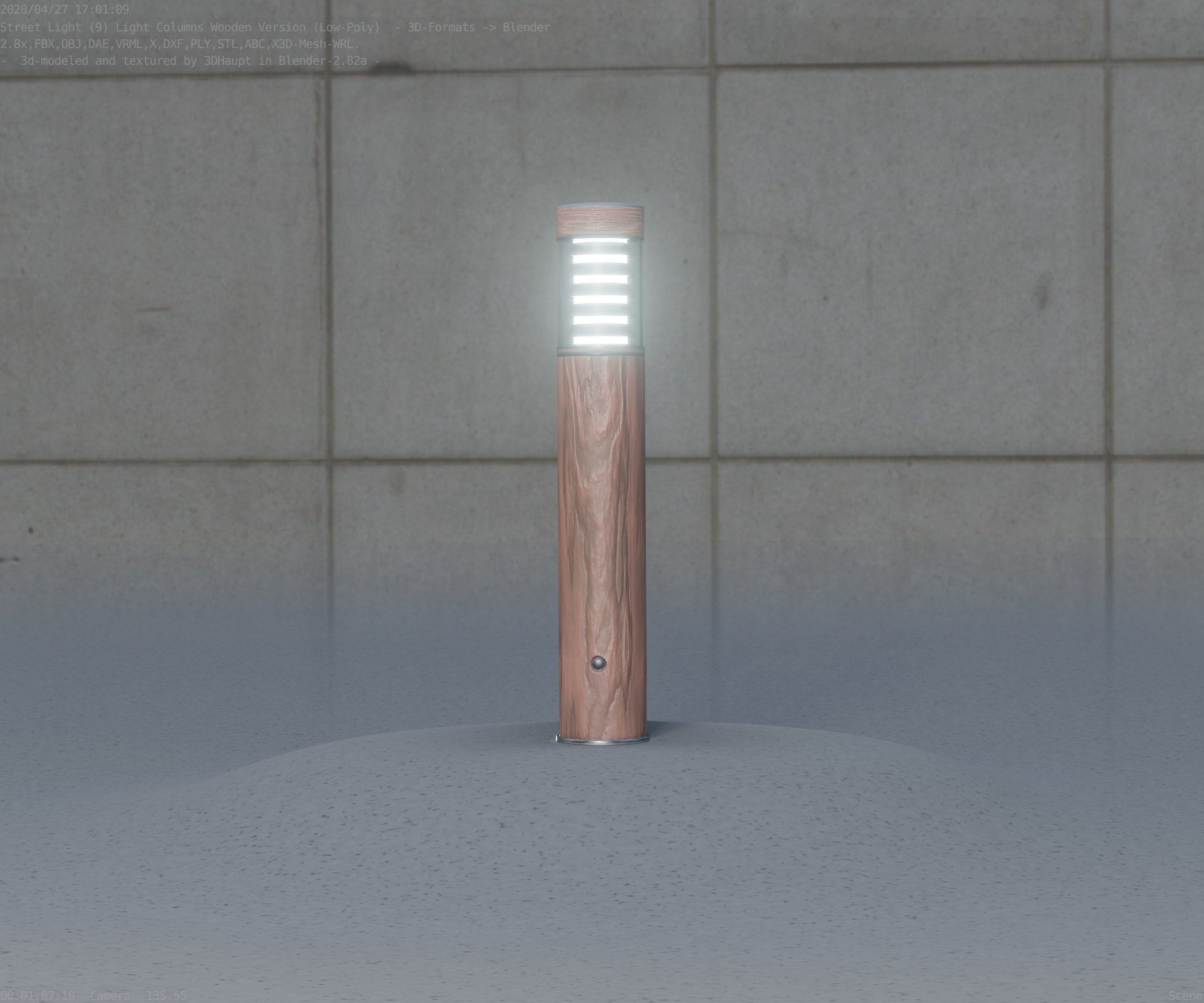 Street-Light Set-9 - Low-Poly Wood Light-Column 17 Low-poly 3D model_18