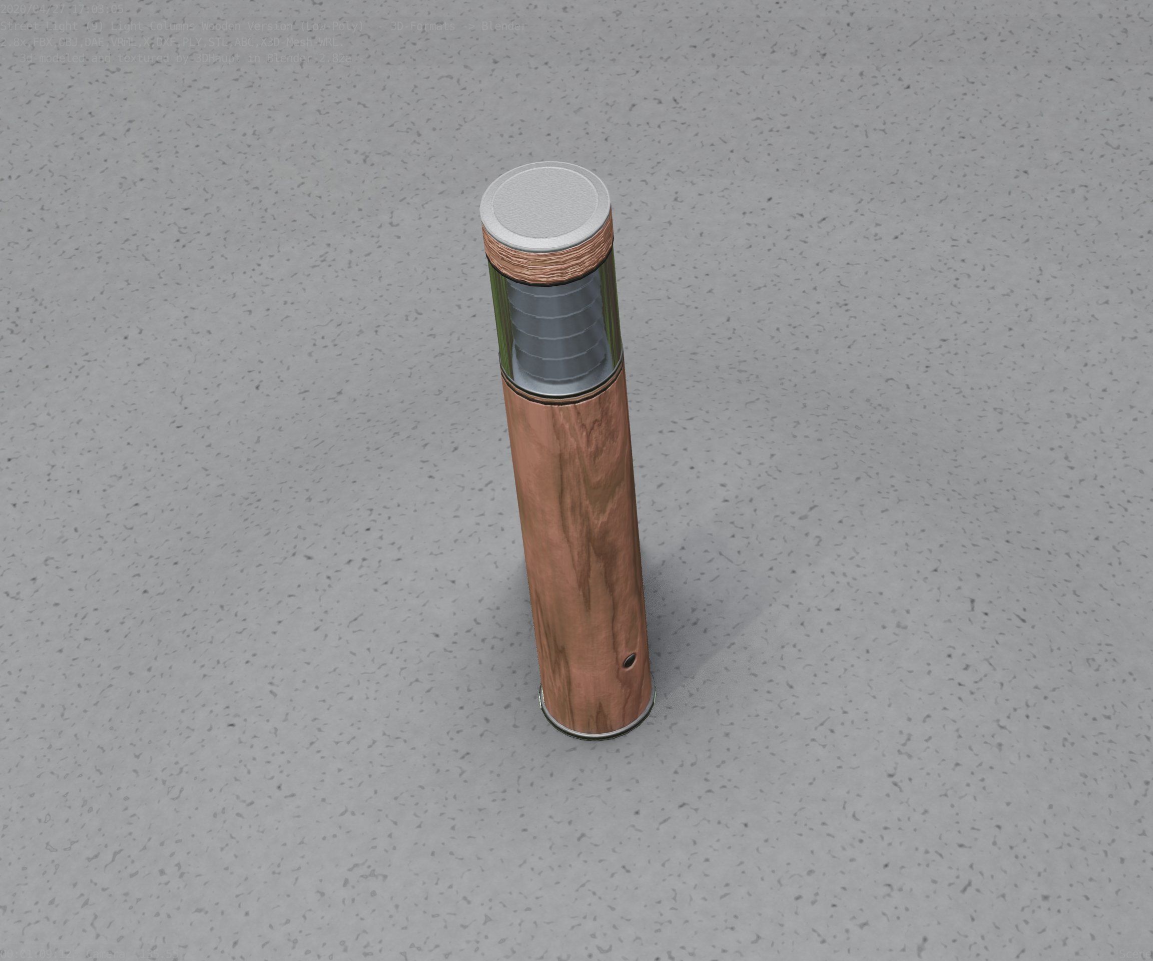 Street-Light Set-9 - Low-Poly Wood Light-Column 17 Low-poly 3D model_68