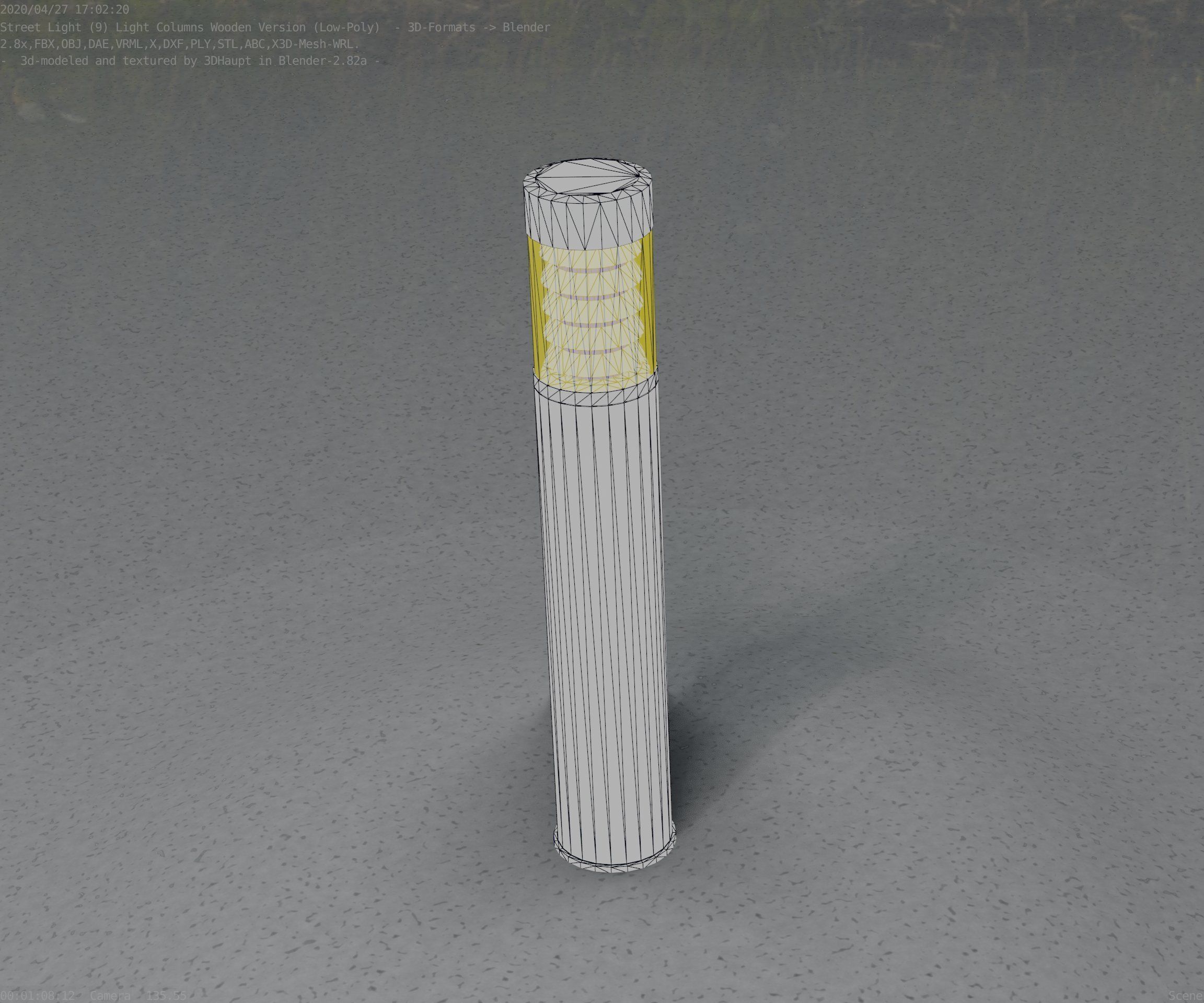 Street-Light Set-9 - Low-Poly Wood Light-Column 17 Low-poly 3D model_44