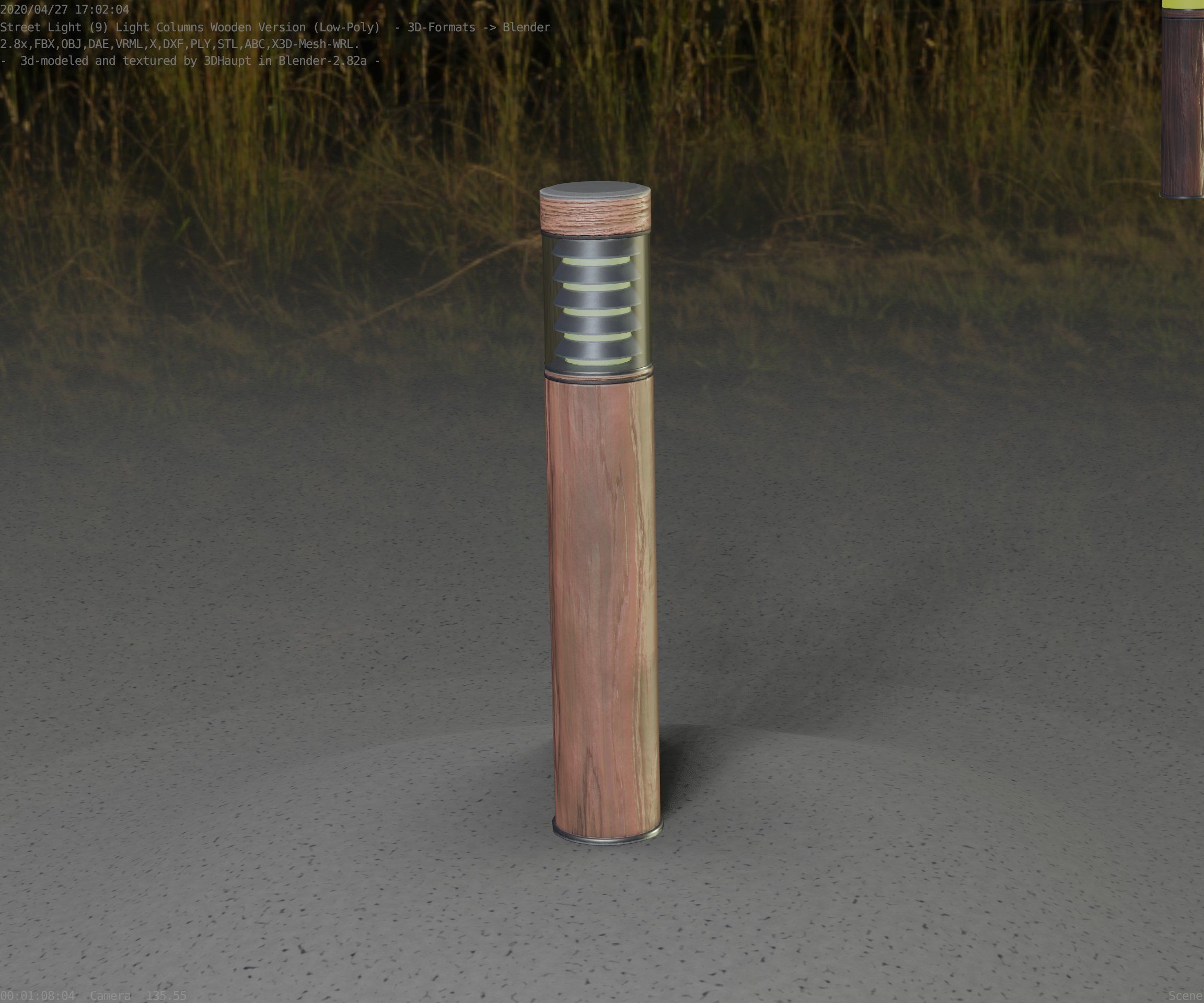 Street-Light Set-9 - Low-Poly Wood Light-Column 17 Low-poly 3D model_36