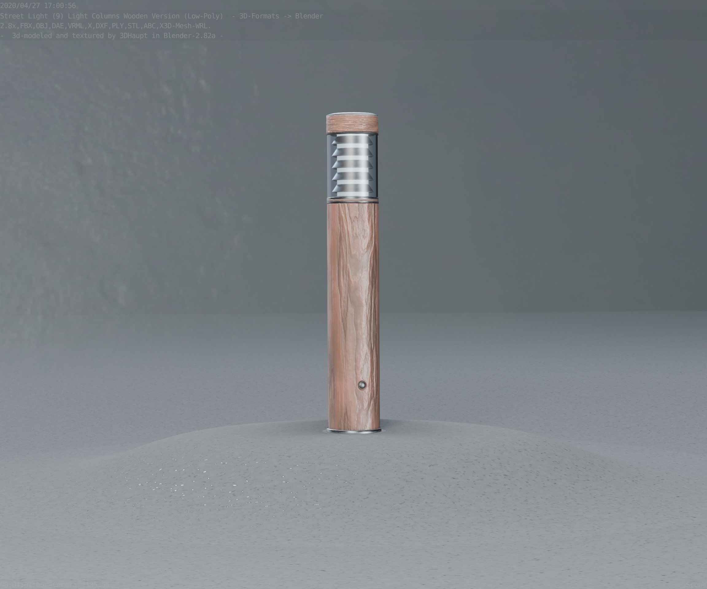 Street-Light Set-9 - Low-Poly Wood Light-Column 17 Low-poly 3D model_15