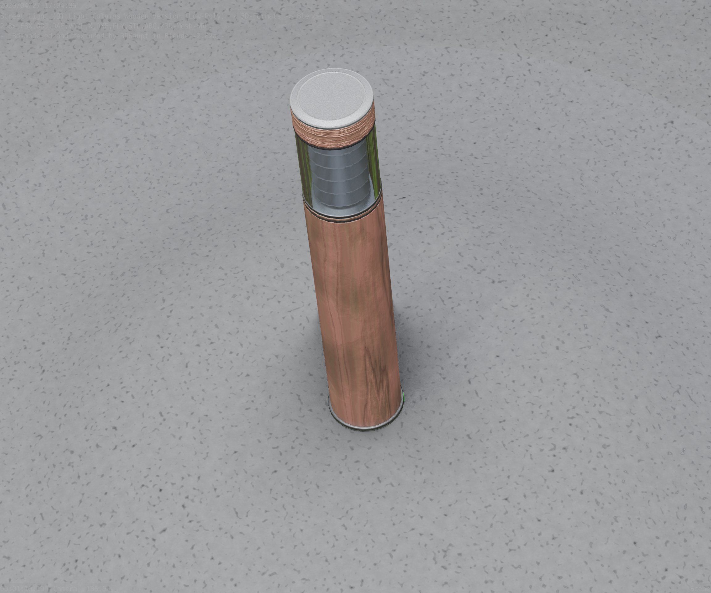 Street-Light Set-9 - Low-Poly Wood Light-Column 17 Low-poly 3D model_99