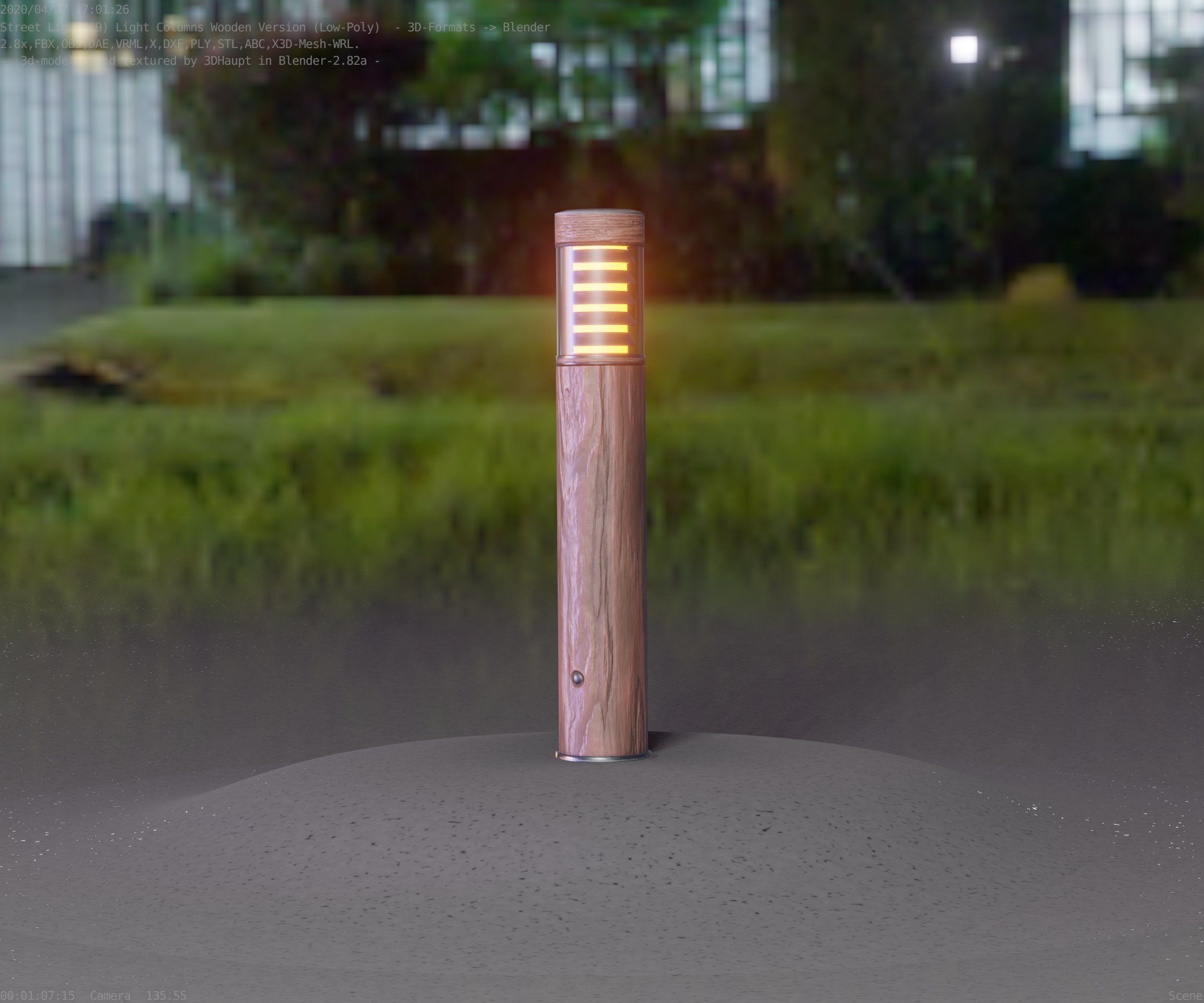 Street-Light Set-9 - Low-Poly Wood Light-Column 17 Low-poly 3D model_23